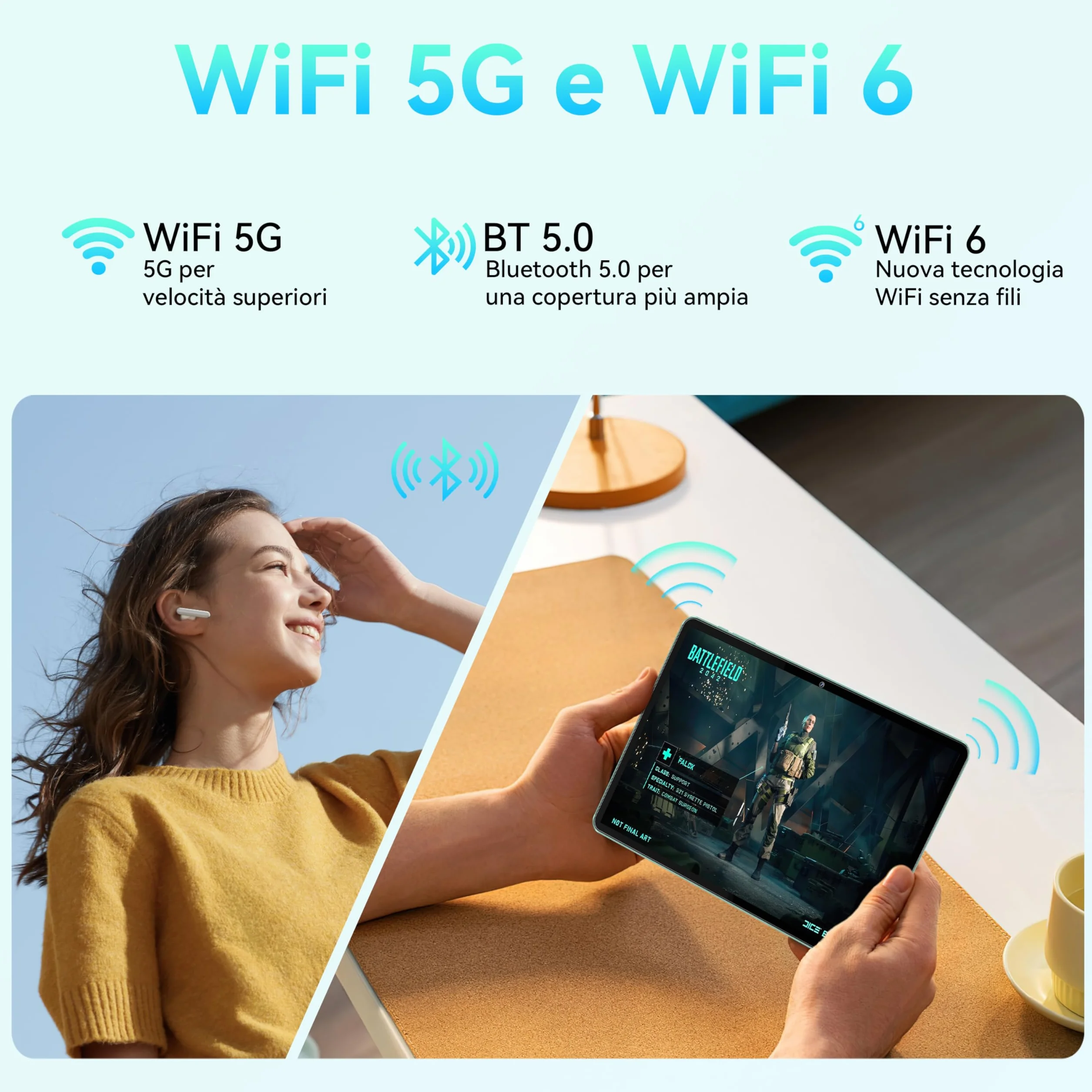 Tablet OT6 10,1 cala Android 13 16 GB+64 GB WiFi 6 8000 mAh Aparat 5MP+2MP 5G BT5.0 1280x800 HD+ Widevine L1
