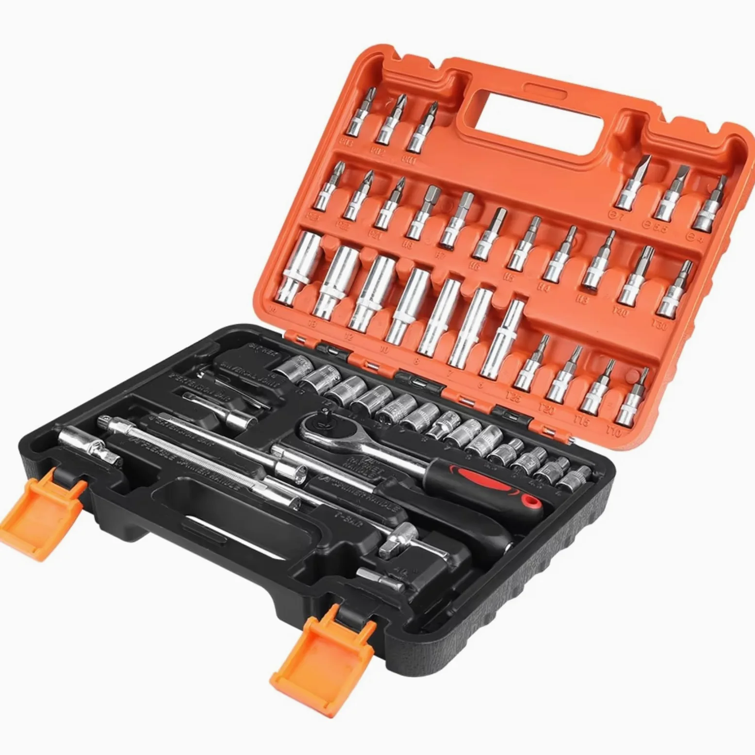 Zestaw kluczy grzechotkowych z 53 elementami i kluczem dynamometrycznym do naprawy samochodów i projektów DIY, kompletne narzędzia mechaniczne do konserwacji samochodu