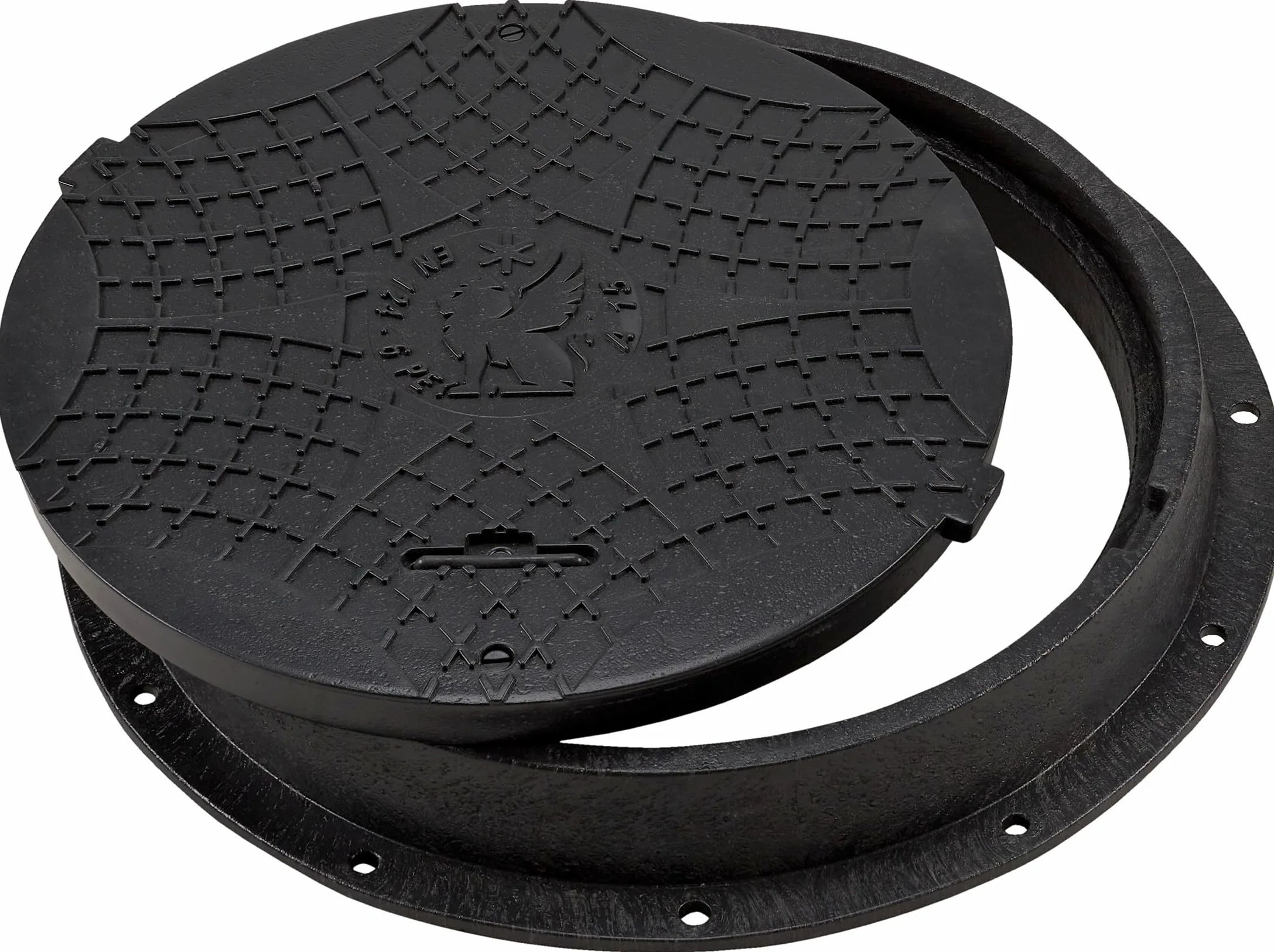 BABYLONPLAST Pokrywa zbiornika tylnego DN600/800 A15 Pokrywa zbiornika tylnego Ø600/800 mm, nośność do 15 kN, z systemem bezpieczeństwa, odporna na mróz i warunki atmosferyczne (czarna)