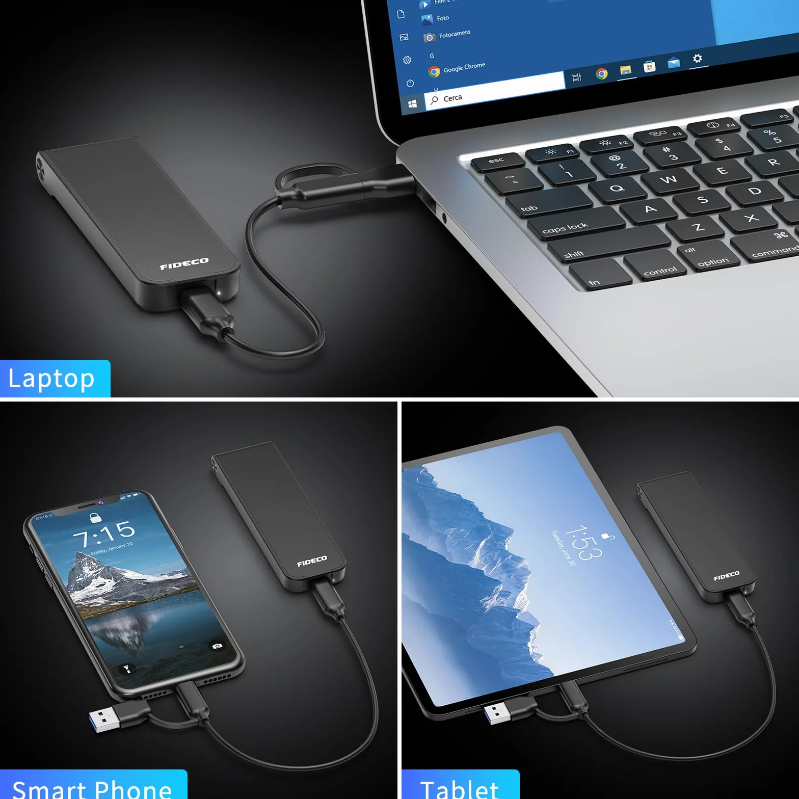 FIDECO Obudowa M.2 NVMe USB 3.2 Gen 2, adapter PCIe NVMe do kluczy M i M+B, obsługa UASP i TRIM