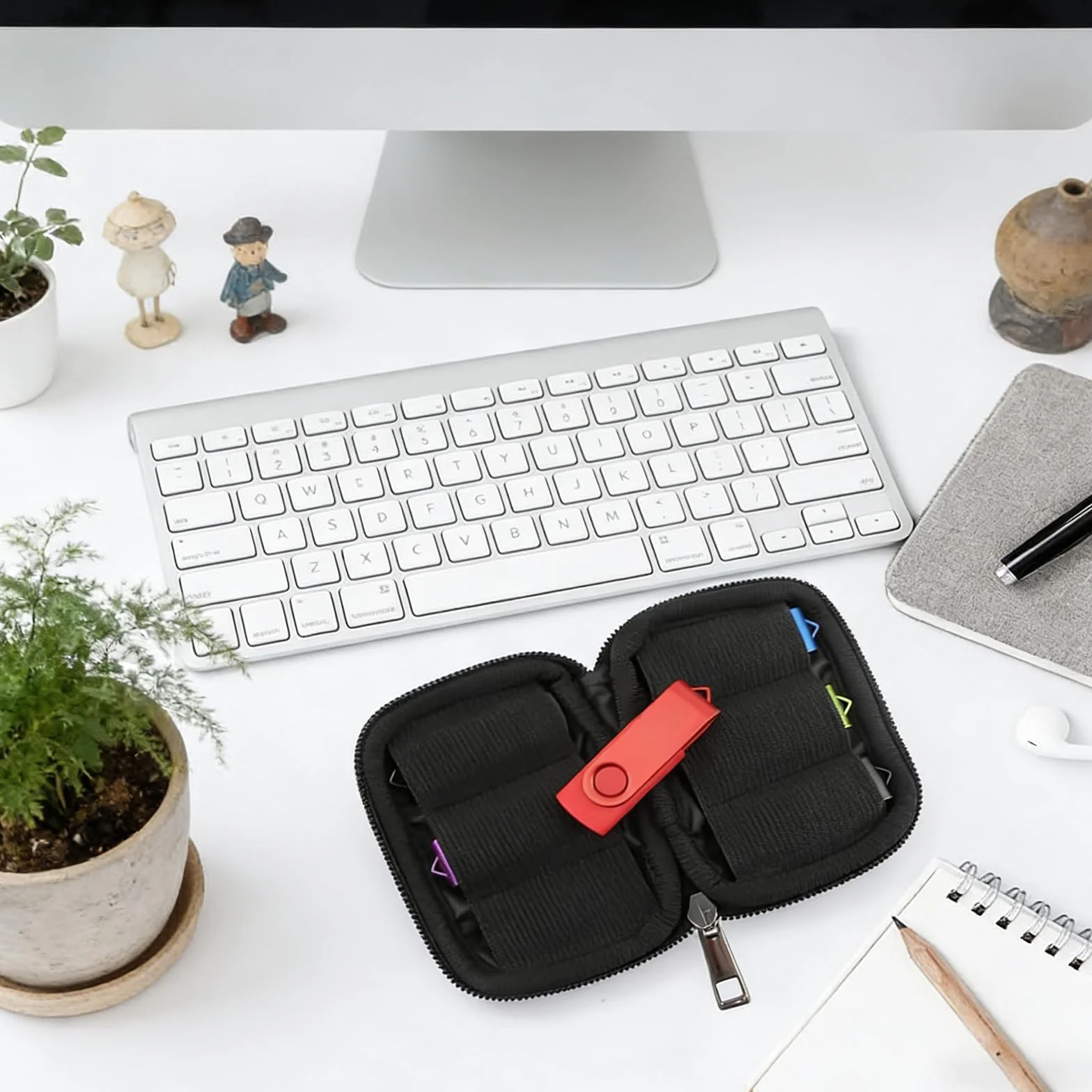 Torba na pendrive USB organizer 6 sztuk czarna