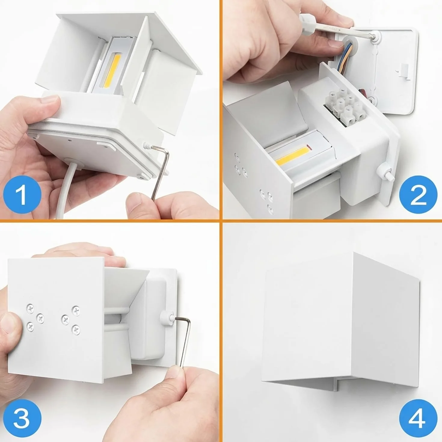 Kinkiety Zewnętrzne LED 12W, IP65 Wodoodporne Lampa ścienna, Canmeijia, Regulowana Aluminiowa Biały Lampa ścienna, 3000k Ciepłe światło Do Ogrodu, łazienki, Sypialni, Salonu (2 Paczki)