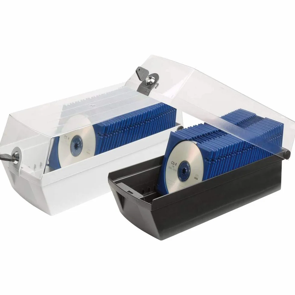 HAN 9260-11, CD-Box MÄX 60, Profibox na 60 płyt CD/DVD, bezpieczny z zamkiem i 2 tackami MÄX, jasnoszary