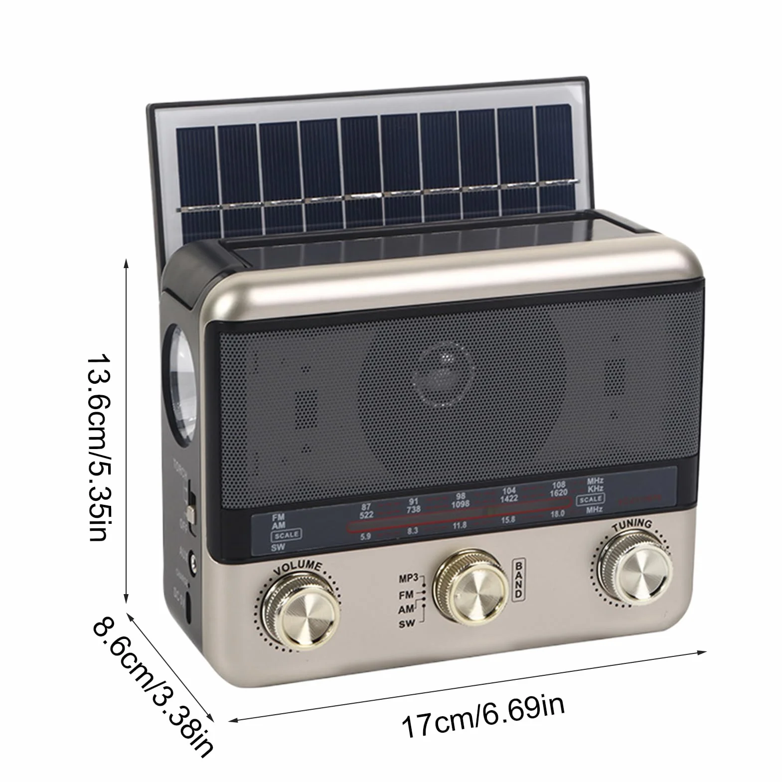 Radioodbiornik Survivalowy Radio Pogodowe Ładowanie Słoneczne Bezprzewodowe Retro