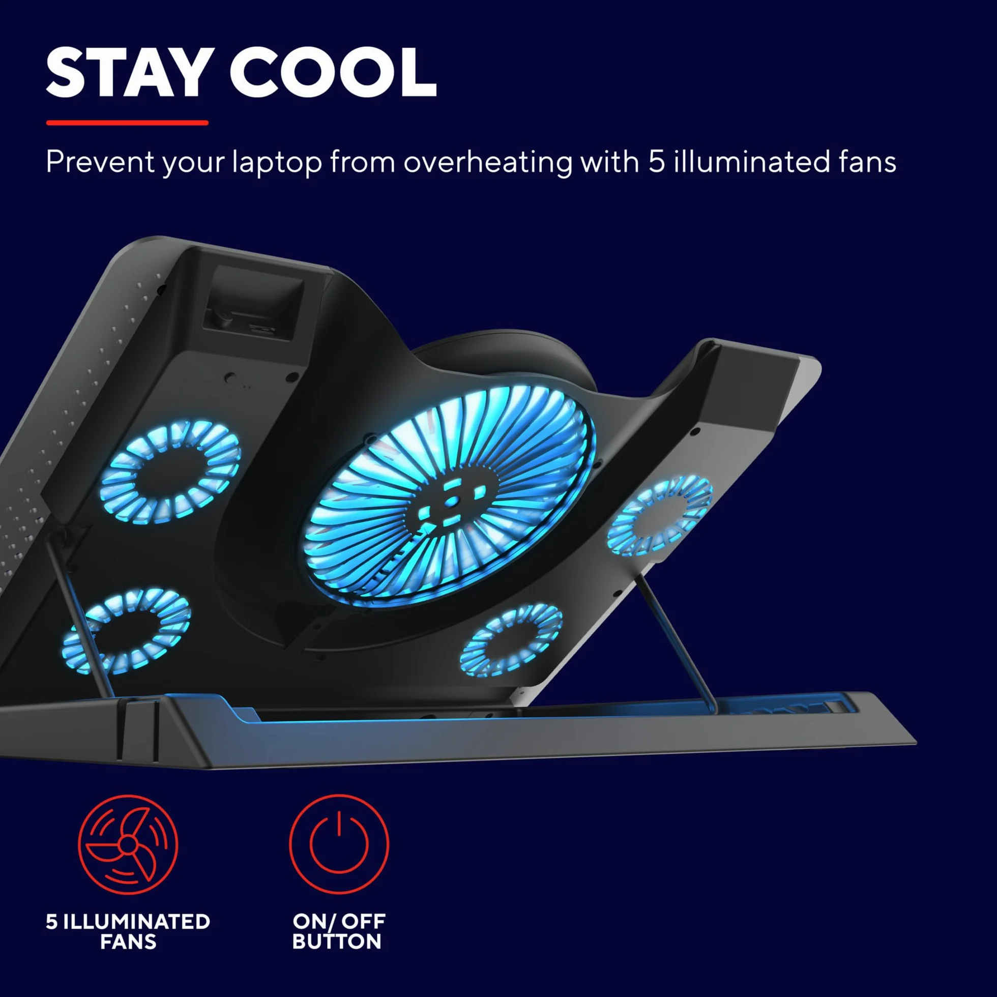 Trust GXT 1125 Quno Cooling Pad podstawka chłodząca 5 wentylatorów LED do laptopów 17,3 cala