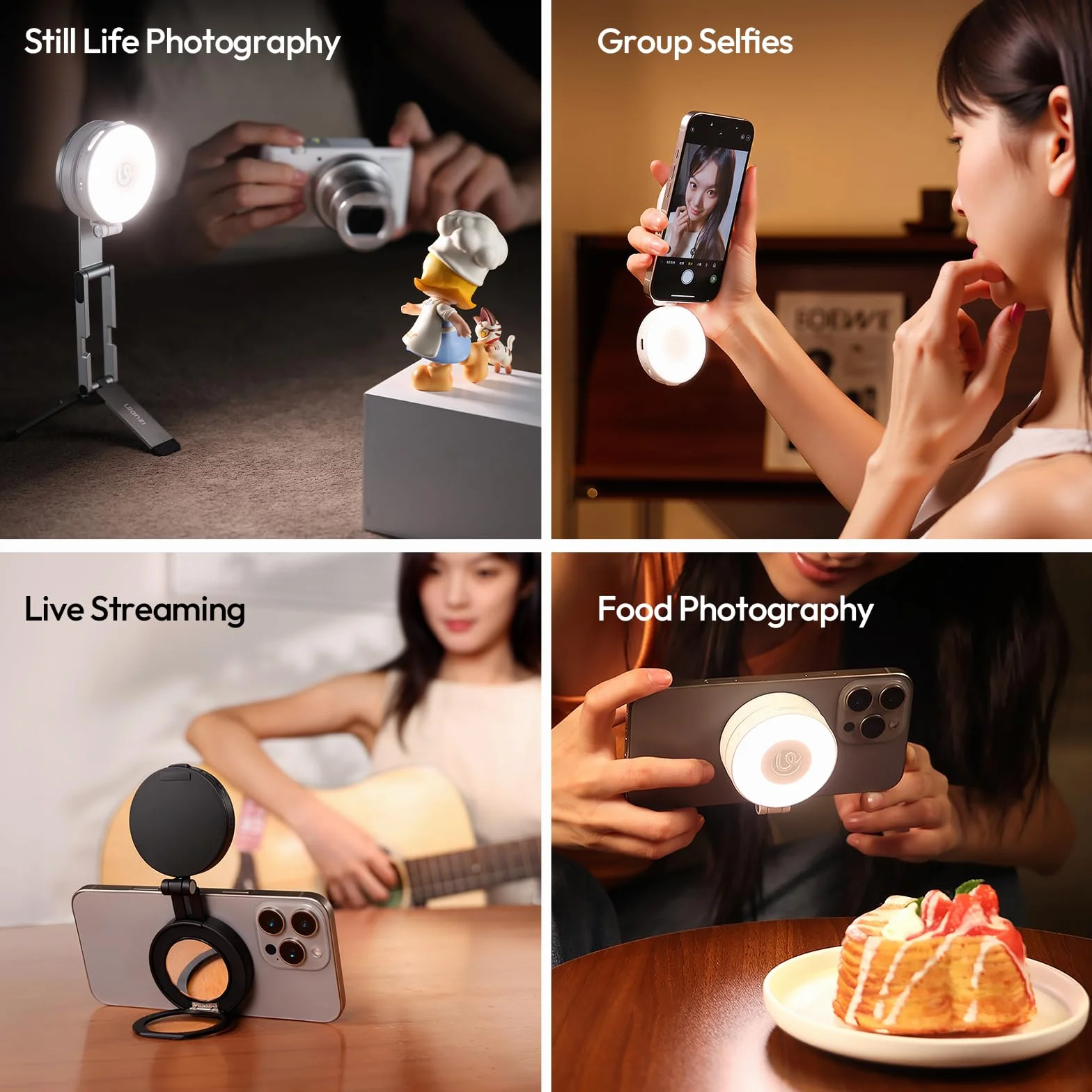 ULANZI LM23 Magnetyczna lampa pierścieniowa do selfie 360° Czarny