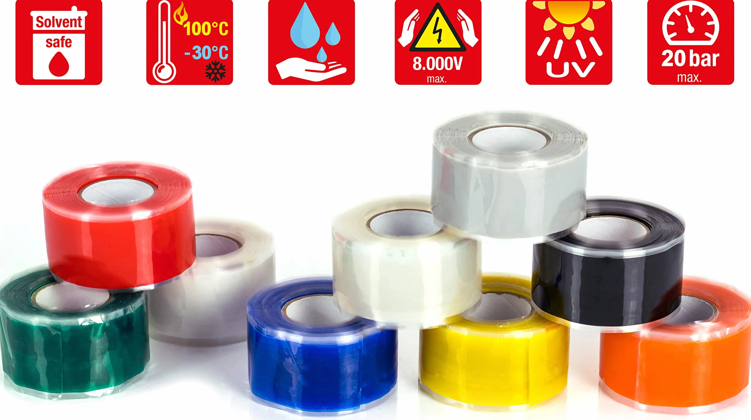 Poppstar samowulkanizująca taśma silikonowa, 3 m x 38 mm, izolacyjna i uszczelniająca (woda, powietrze), czarna, 1 rolka