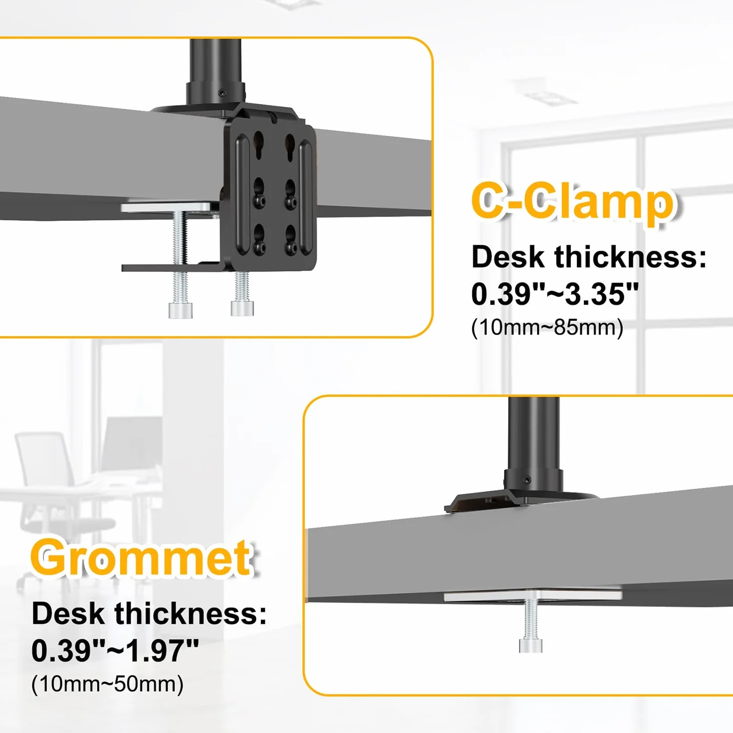 Stalowy drążek do monitora 814 mm 2-częściowy 40 kg czarny