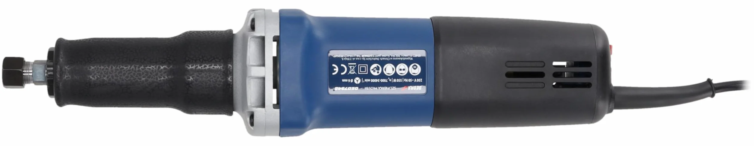 Dedra DED7948 – szlifierka prosta 550 W, regulacja prędkości 7000–34000 obr/min, trzpień 6 mm, 3 m przewód, 1,75 kg