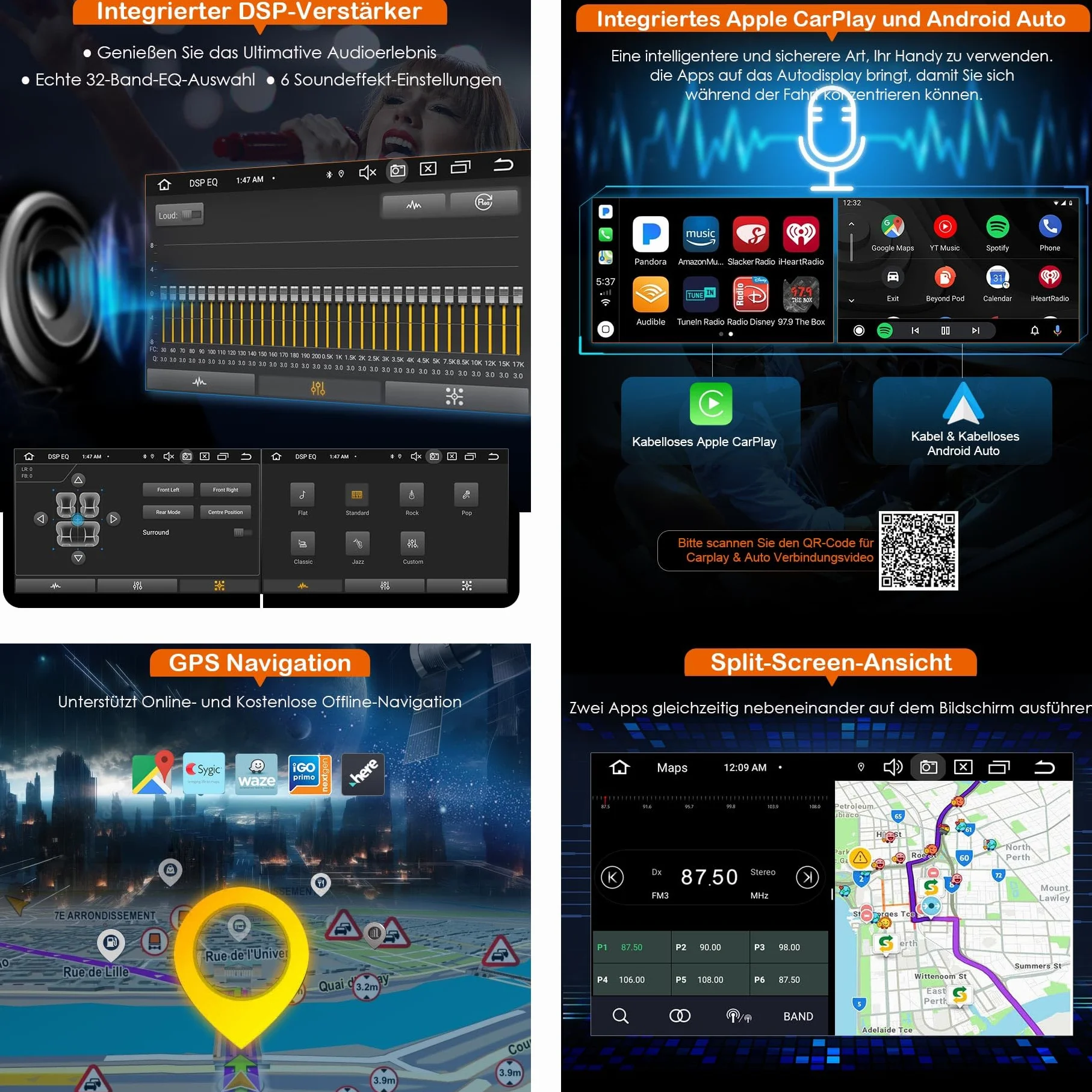 erisin 8 rdzeniowy Android 14 [4+64 GB] Radio samochodowe z nawigacją dla Mercedes Benz klasy E/CLS W211 W219 Obsługa Carplay Android Auto GPS Sat NAV DSP Bluetooth 5.0 WiFi Dab+ TPMS DVR OBD