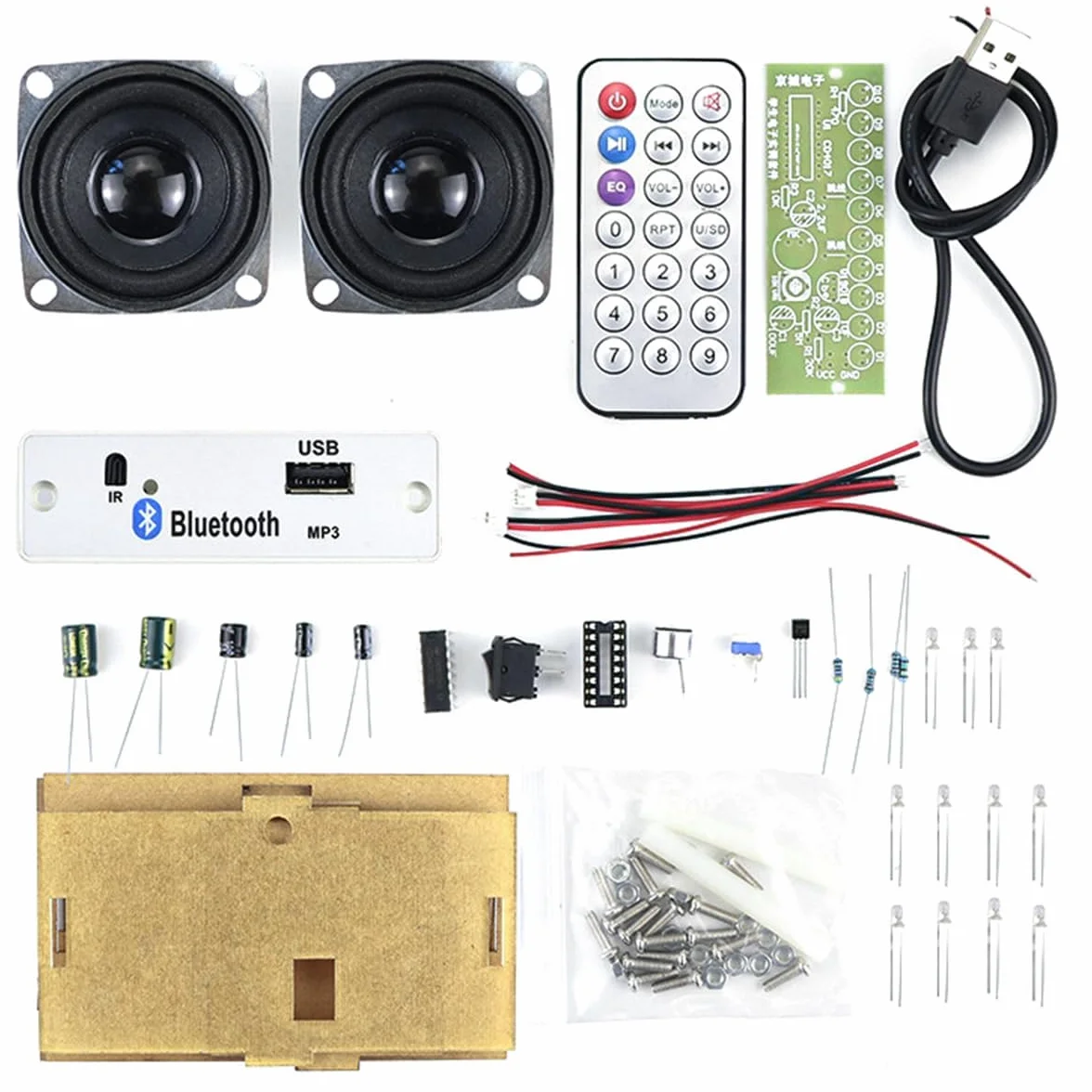 POFET Zestaw głośników do samodzielnego montażu Zestawy do lutowania Zestaw elektroniki Dostępny pilot zdalnego sterowania Obsługa Bluetooth/USB ze wzmacniaczem stereo 3 W + 3 W