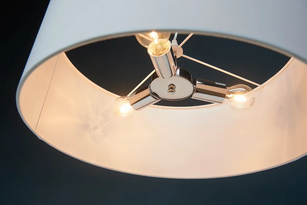 Lampa wisząca Circulo 3-punktowa biała z 3 żarówkami LED / Ø 40 cm / metal chromowany/abażur z materiału (lampa wisząca, lampa sufitowa, lampa wisząca)
