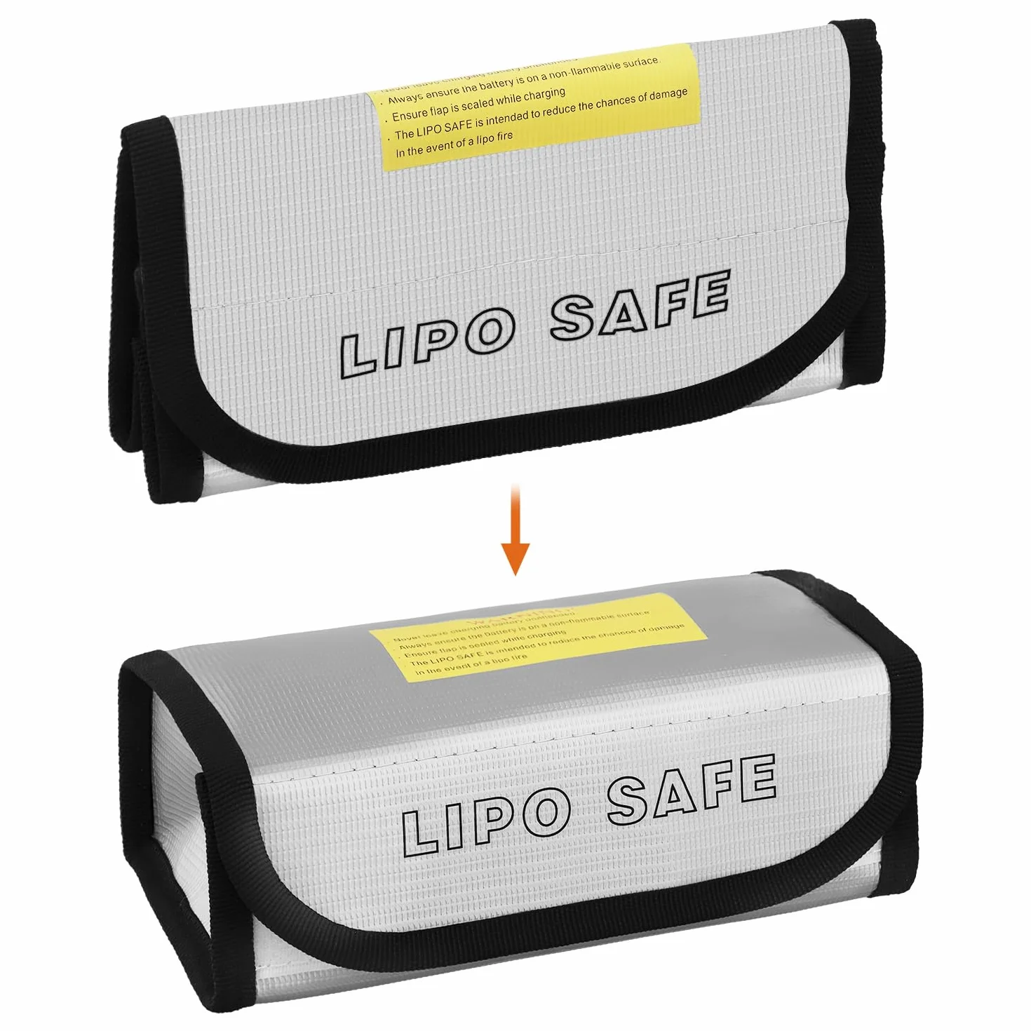 QWORK® 2 sztuki 185 x 75 x 60 m bezpieczna torba Lipo, torba do przechowywania i ładowania baterii Lipo, ognioodporna torba przeciwwybuchowa