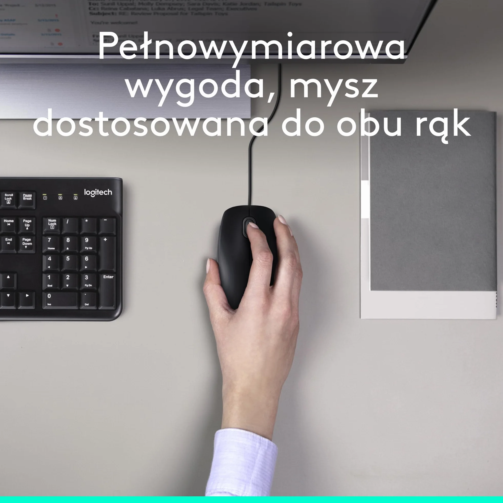 Logitech MK120 Przewodowa Klawiatura i Mysz Combo, Optyczna Mysz, Pełnowymiarowa Klawiatura, USB Plug-and-Play, Czarny