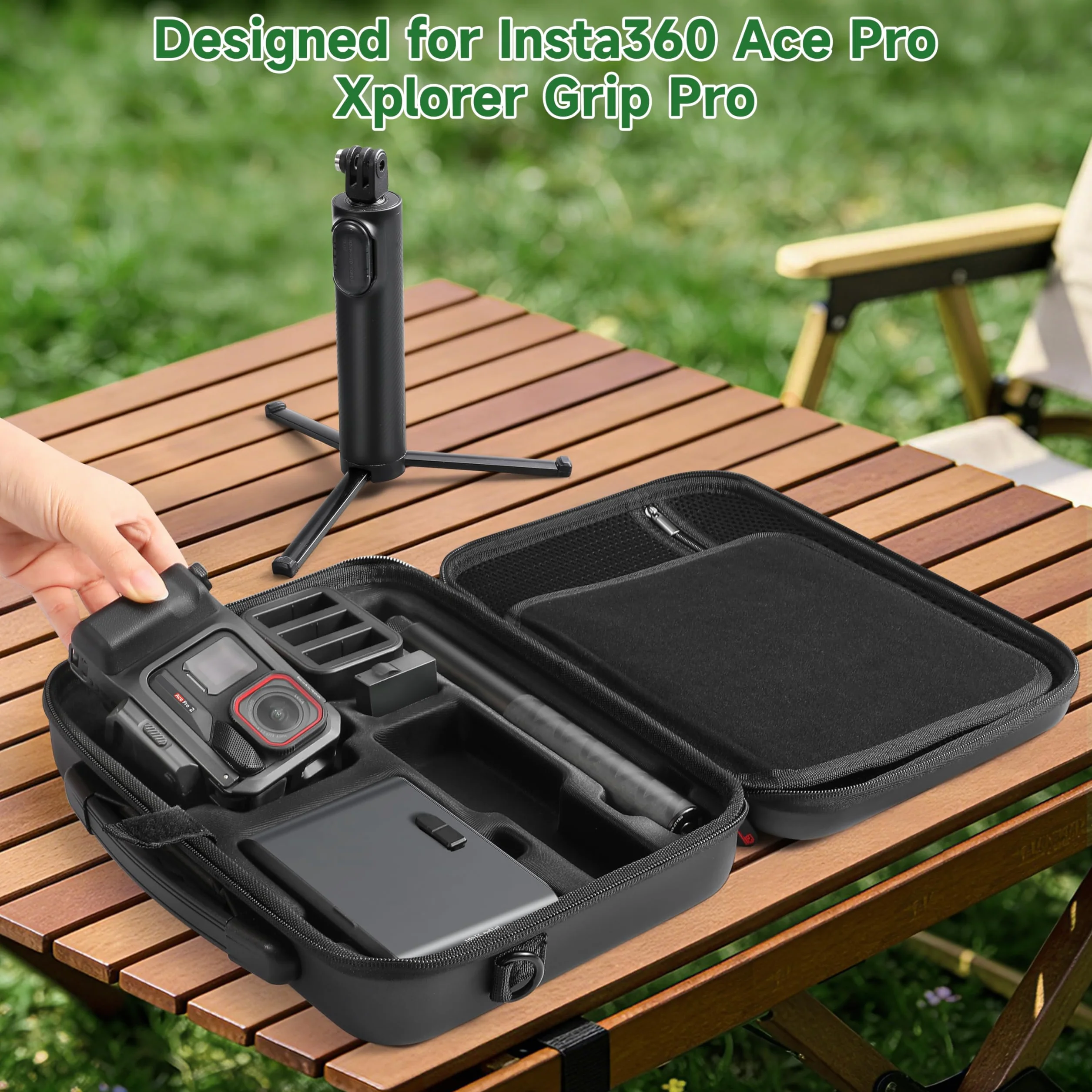 Etui na Insta360 ACE Pro/Ace Pro 2 Xplorer Grip Pro Flash Print Bundle Case Hard Storage torba podróżna rozszerzenie klatka statyw 2 w 1 114 cm kijek do selfie