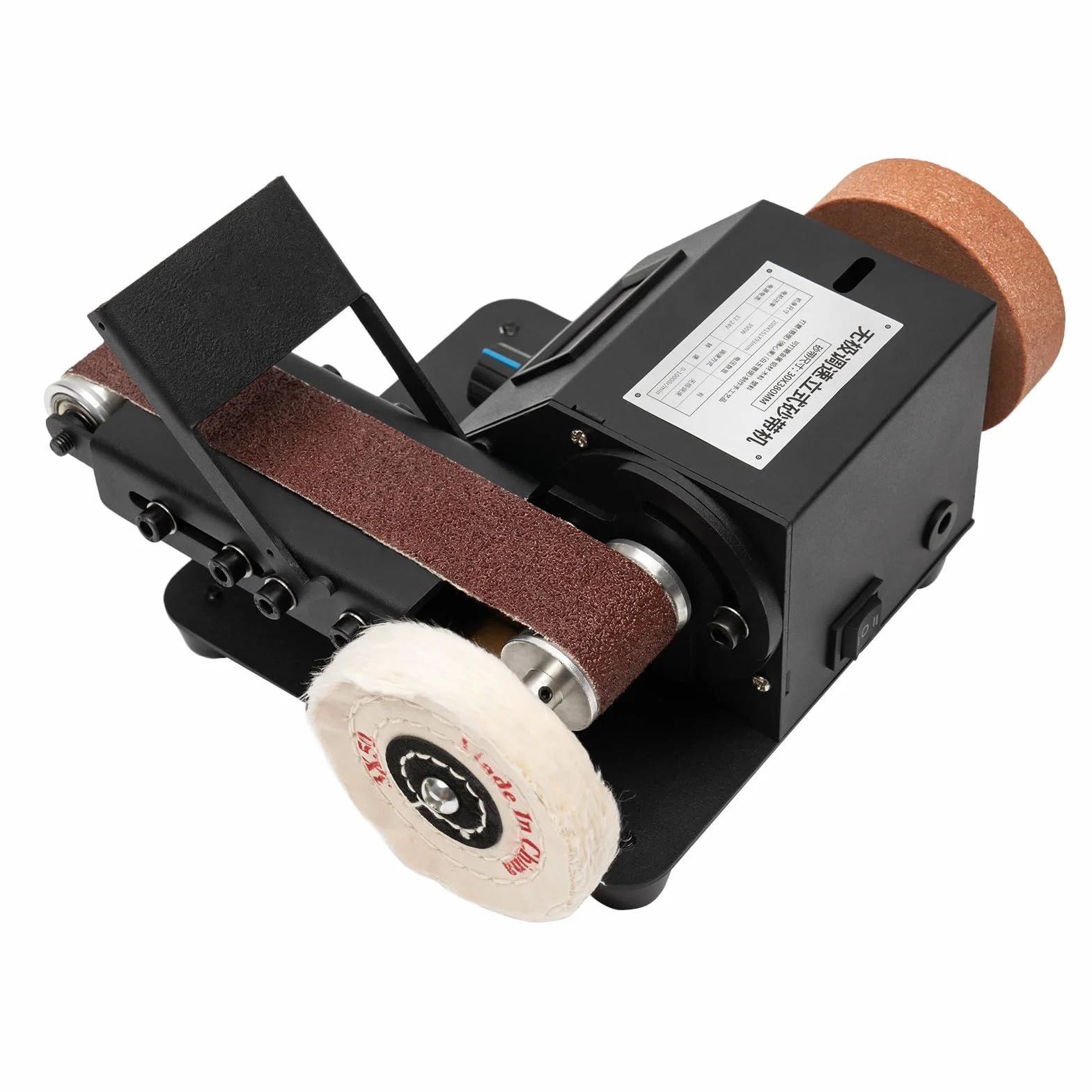 Elektryczna mini szlifierka taśmowa 350 W, regulowana prędkość, ostrzenie noża, szlifierka taśmowa z 10 szt. pas ścierny do metalu, drewna, rękodzieła, narzędzia