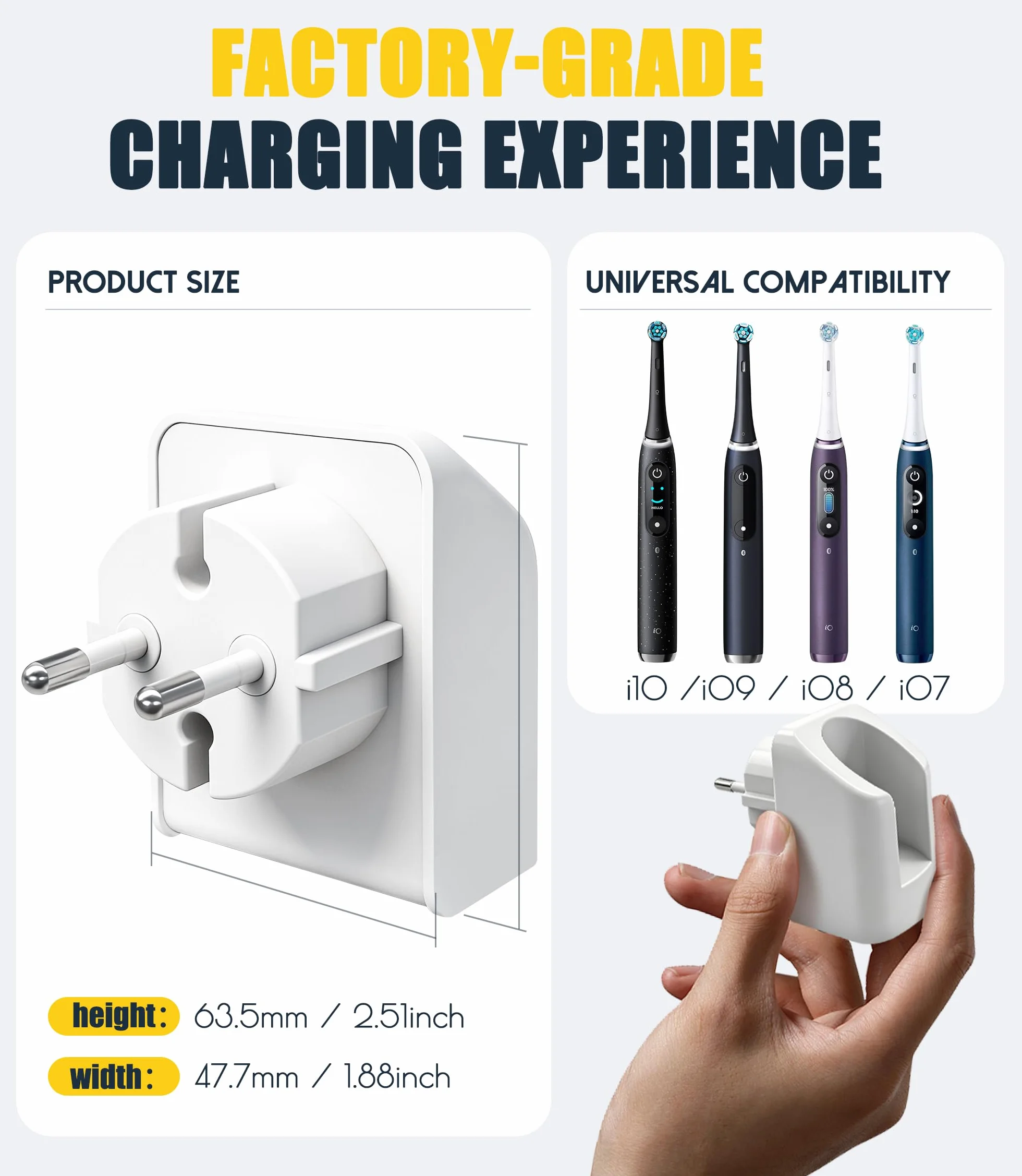 Elektryczna szczoteczka do zębów, stacja ładująca kompatybilna z Braun Oral B IO10 IO9 IO8 IO7, alternatywna ładowarka, magnetyczna ładowarka ścienna, gniazda UE do elektrycznej szczoteczki