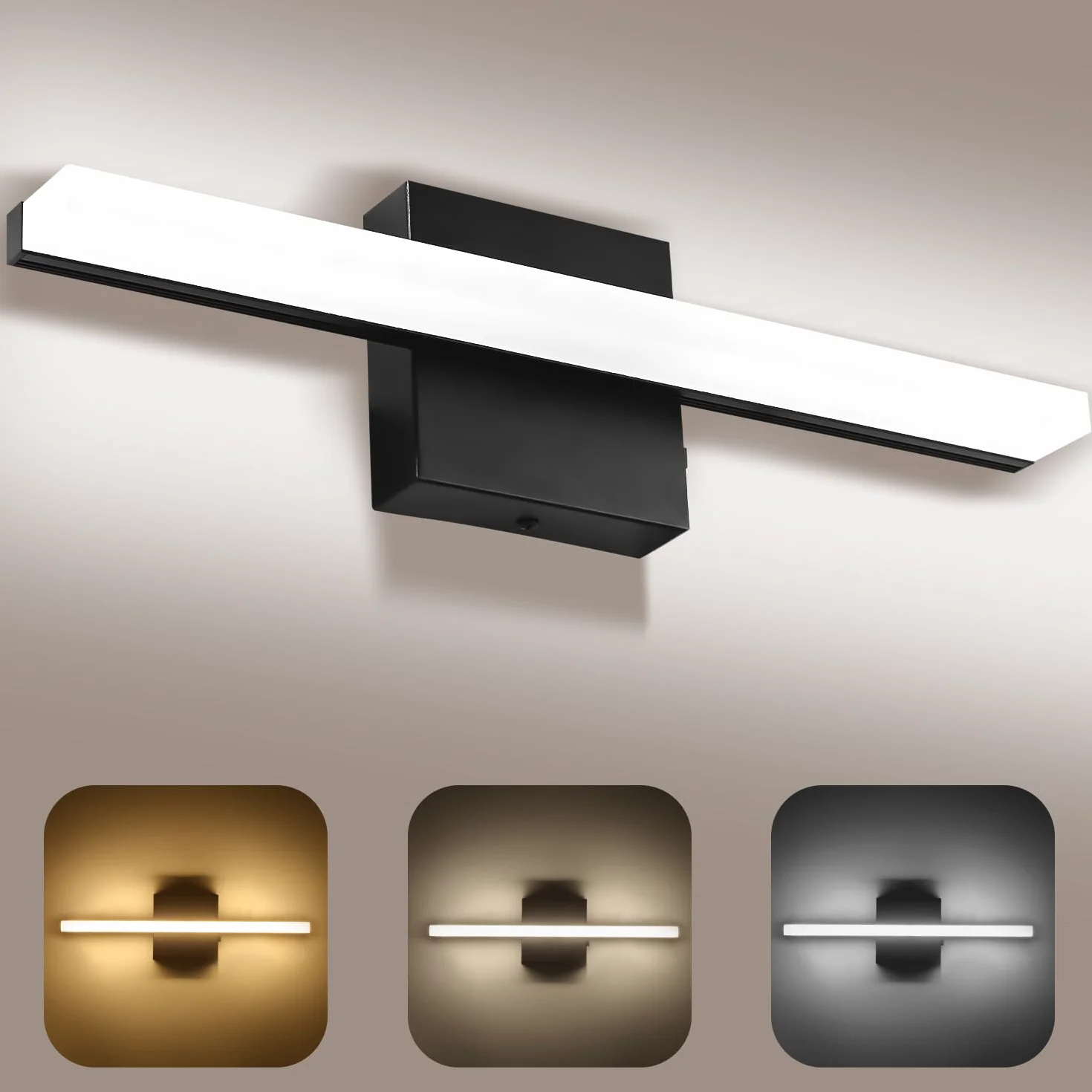 Lampa Lustro do Łazienki 40CM, Oświetlenie LED 3000-6000K z Włącznikiem, Kinkiet LED nad Lustro z Kloszem Akrylowym, Energooszczędna i Trwała, Nowoczesna Lampa Ścienna dla Przytulnej Atmosfery