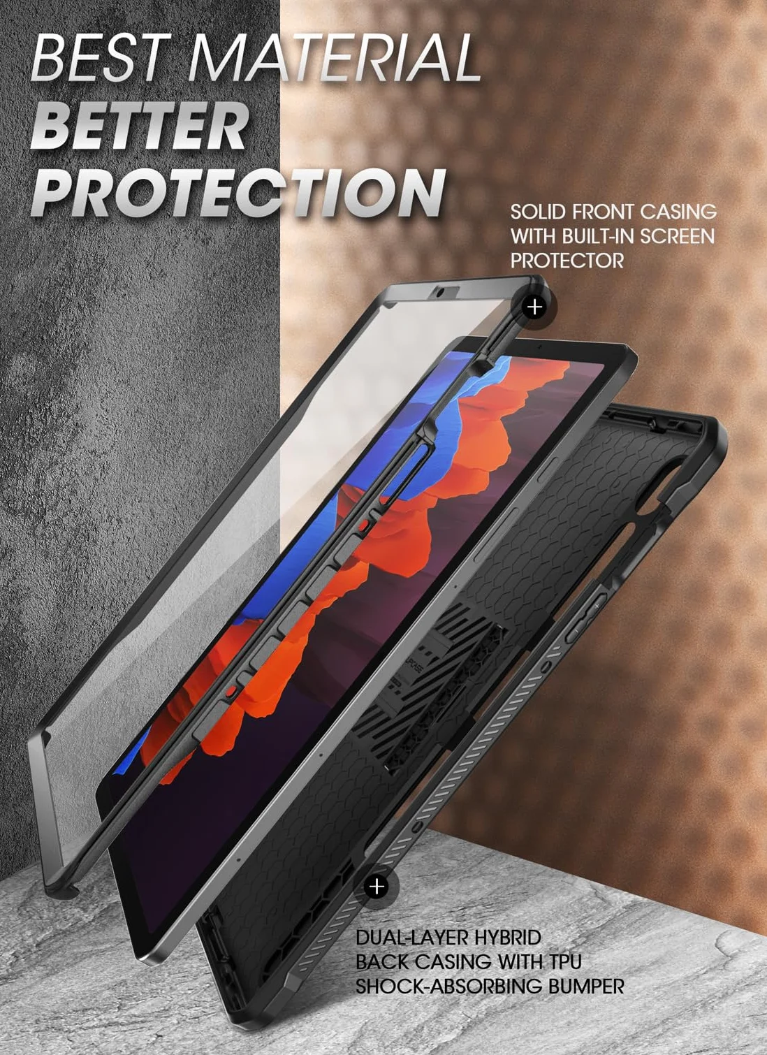 SUPCASE Etui Samsung Galaxy Tab S9 FE Plus 12,4 cala Unicorn Beetle Pro Pełna solidna ochrona czarny