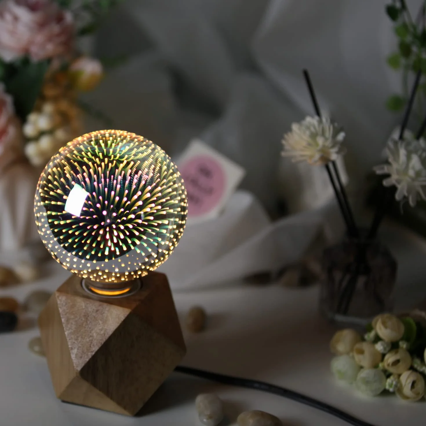 Klasyczna żarówka Edison 3D o wyglądzie fajerwerków, źródło światła LED, AC 85-240 V, E27, dekoracyjna żarówka (G95, srebrna)