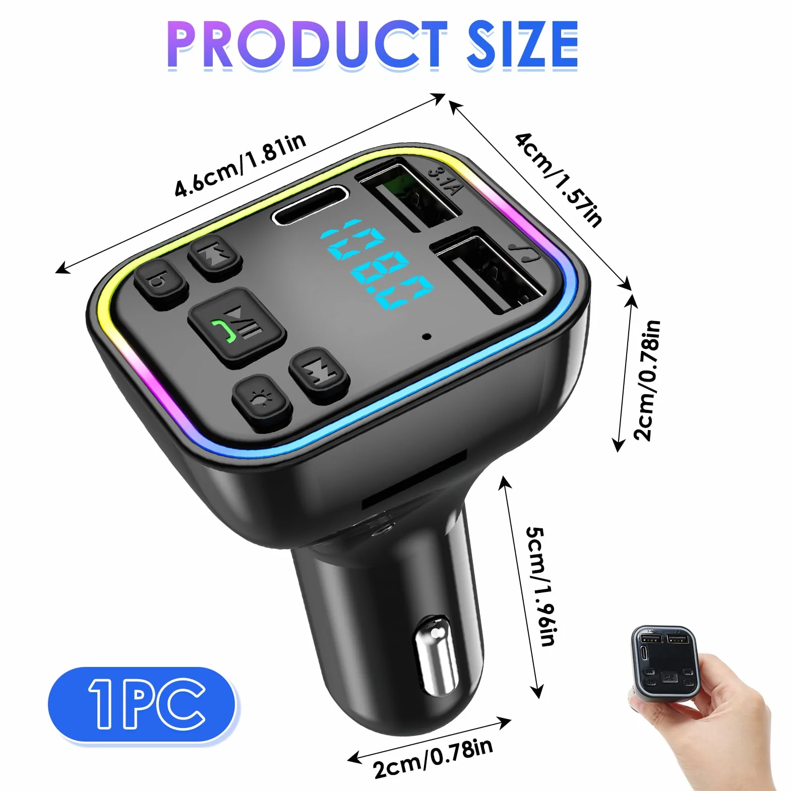Nadajnik FM Bluetooth samochodowy adapter