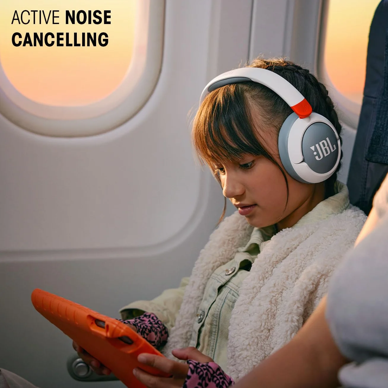 JBL Junior 470 NC Bezprzewodowe Słuchawki Nauszne dla Dzieci, ANC, Mikrofon, 50 H, Niebieskie