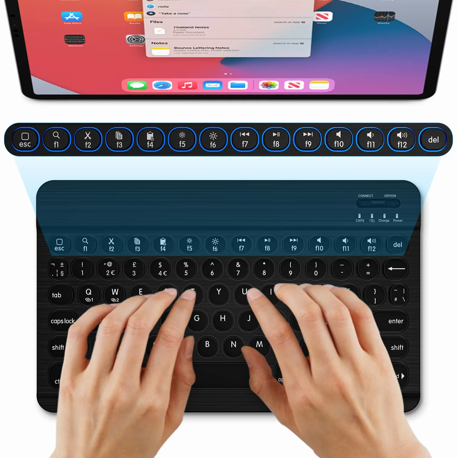 Bezprzewodowa klawiatura Bluetooth podświetlana do iPada Maca iPhone'a Androida Windows