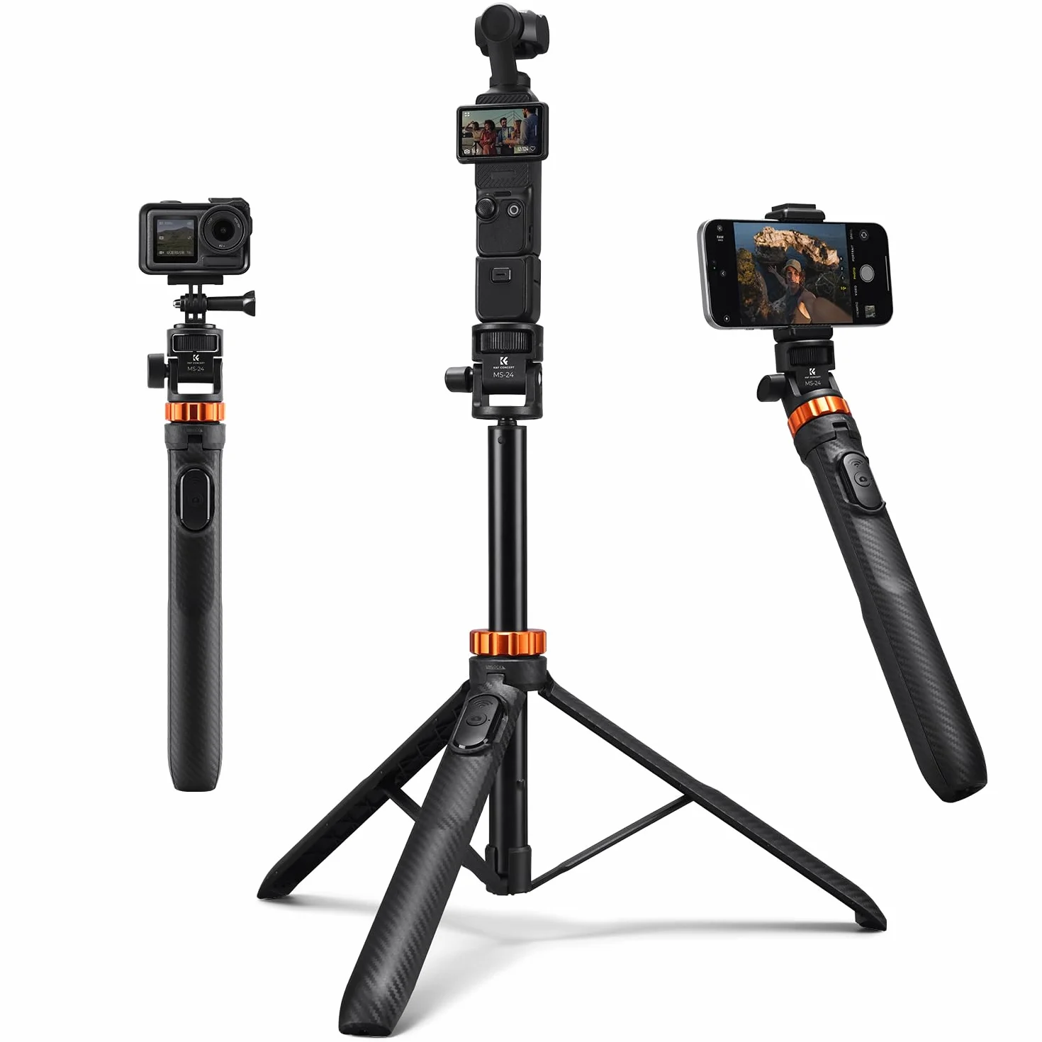 K&F CONCEPT Statyw do smartfonów i aparatów Selfie Stick 175cm MS24 z pilotem Bluetooth