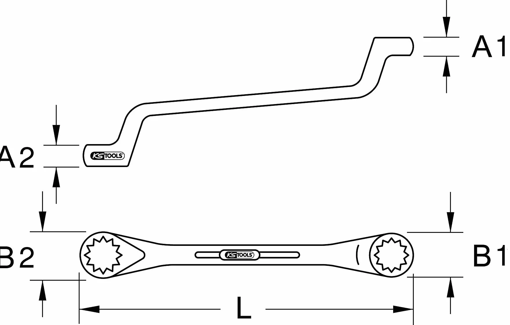 KS Tools 517.0846 Podwójny klucz oczkowy, zagięty,13x14mm
