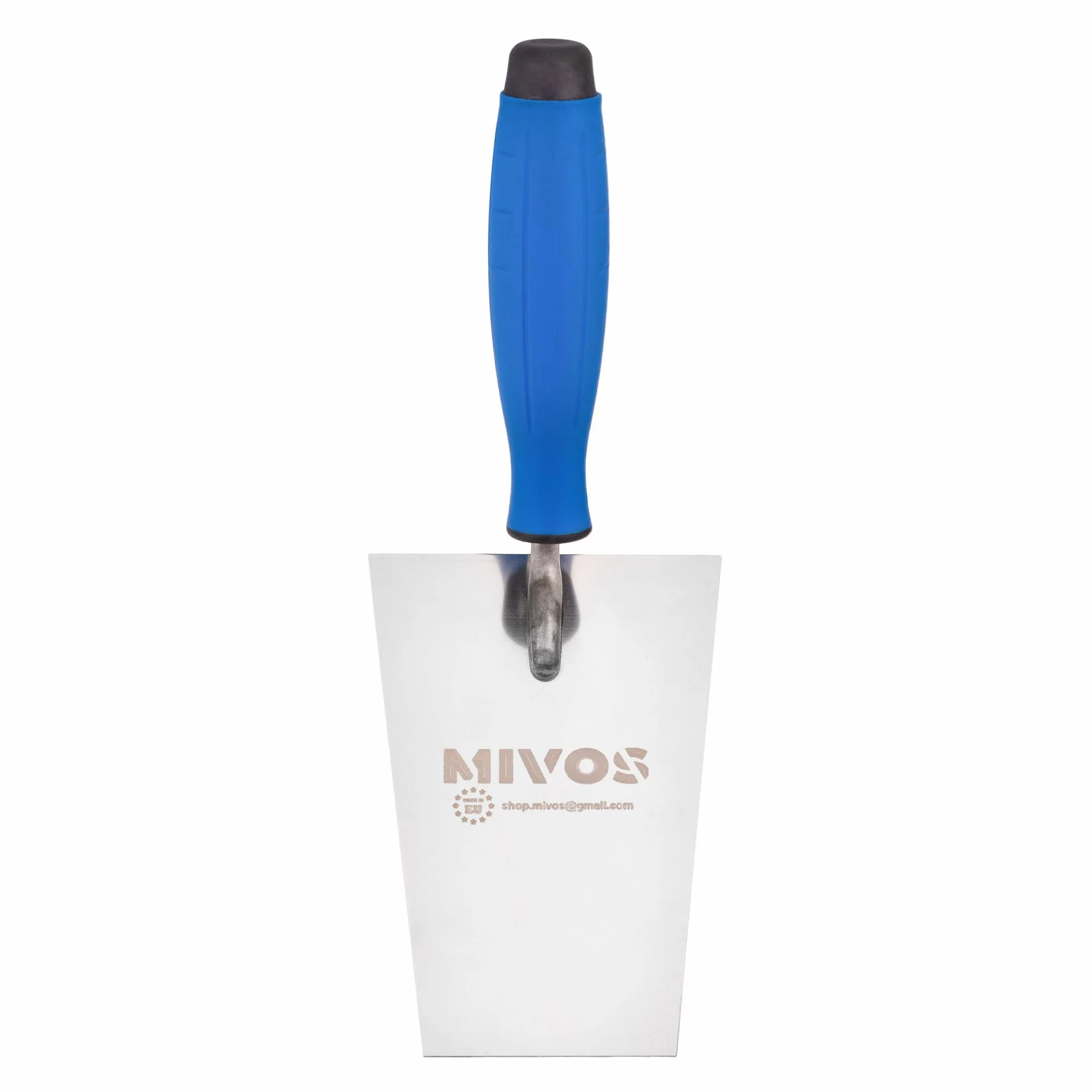 Mivos Kielnia trapezowa ze stali nierdzewnej 140 x 70 mm – nierdzewna kielnia murarska 140 mm z gumowym uchwytem – kielnia tynkarska do prac murarskich – paca wygładzająca trapezowa, wyprodukowana w