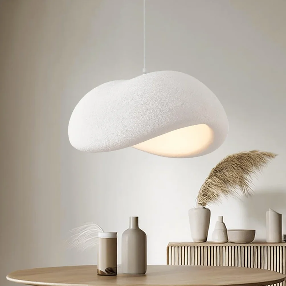 Lampa Wisząca Wabi-Sabi E27 Nowoczesny Japoński Styl Regulowana Wysokość Do Stołu Jadalnianego, Salonu, Sypialni, Kuchni, Kawiarni, Korytarza - Białe Gniazdo Ptaka Kreatywny Żyrandol(40cm)