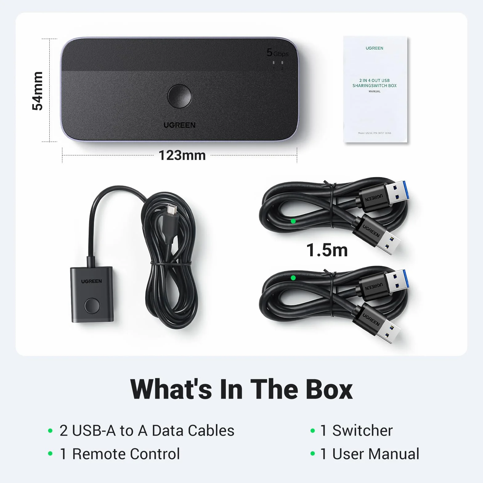 UGREEN Przełącznik USB C 3.0 KVM 2 Porty 5Gbps