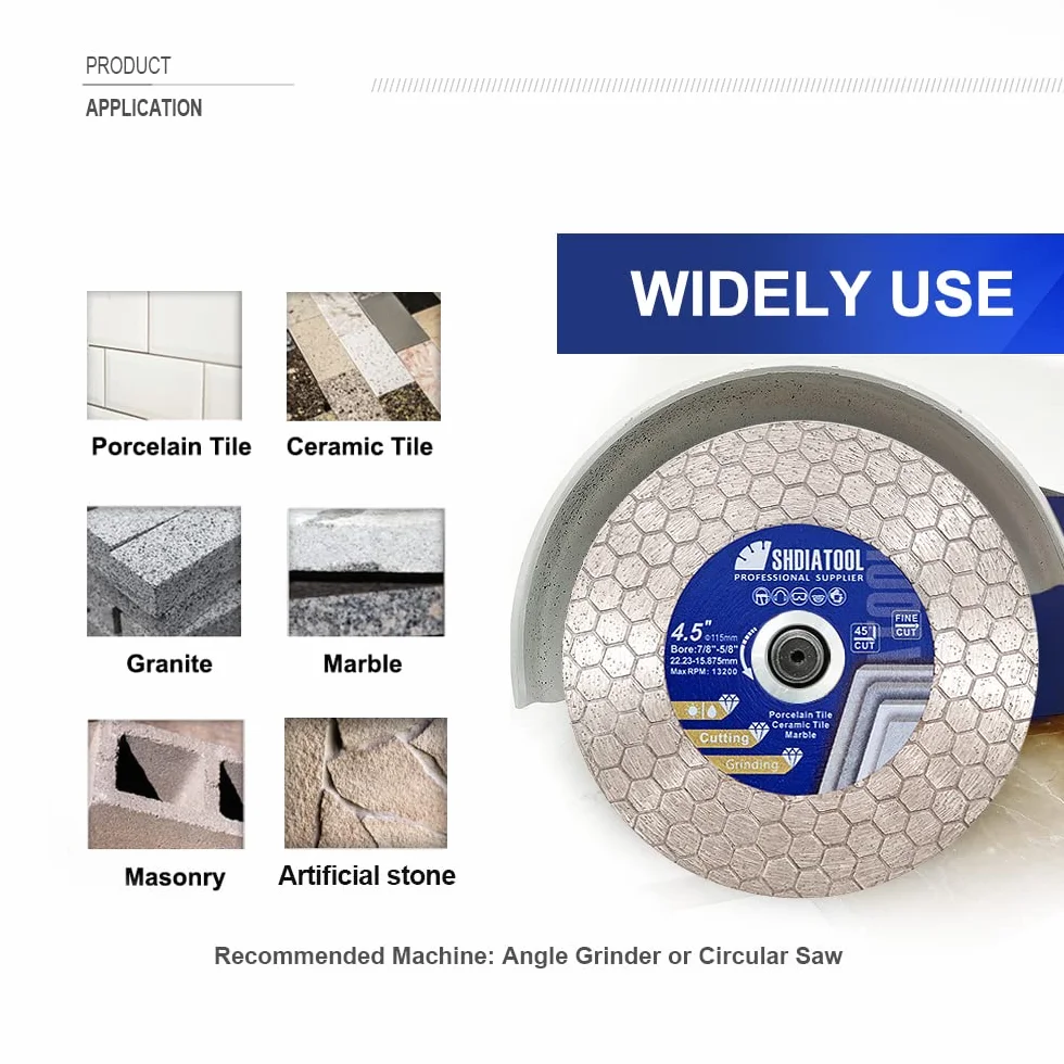 SHDIATOOL Dachówka diamentowa do cięcia 105 mm Płytki porcelanowe do cięcia i szlifowania Granit Marmur Ceramiczny Mur,5 sztuk