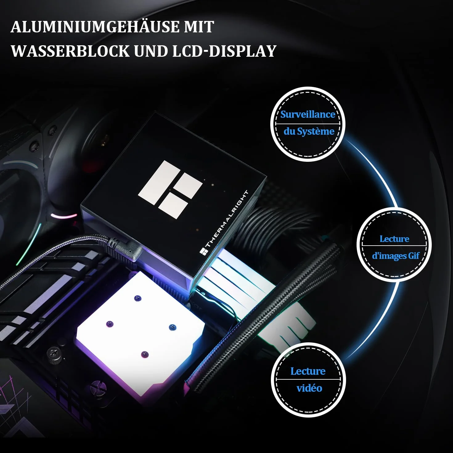Thermalright Hyper Vision 360 ARGB Black chłodzenie cieczą CPU AIO ekran IPS LCD 480×480 LGA1851/1700 AM5 3,95 cala