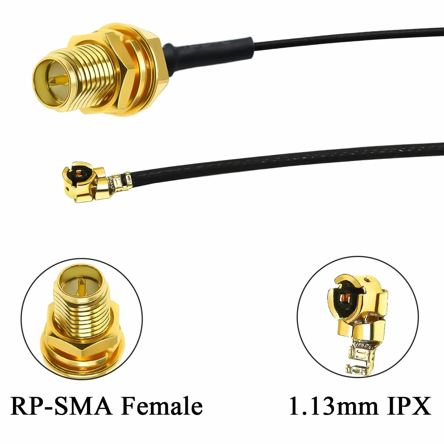 Kabel antenowy przedłużacz 15 cm RP SMA IPX 6 cali 1,13 mm kabel koncentryczny 5-pak