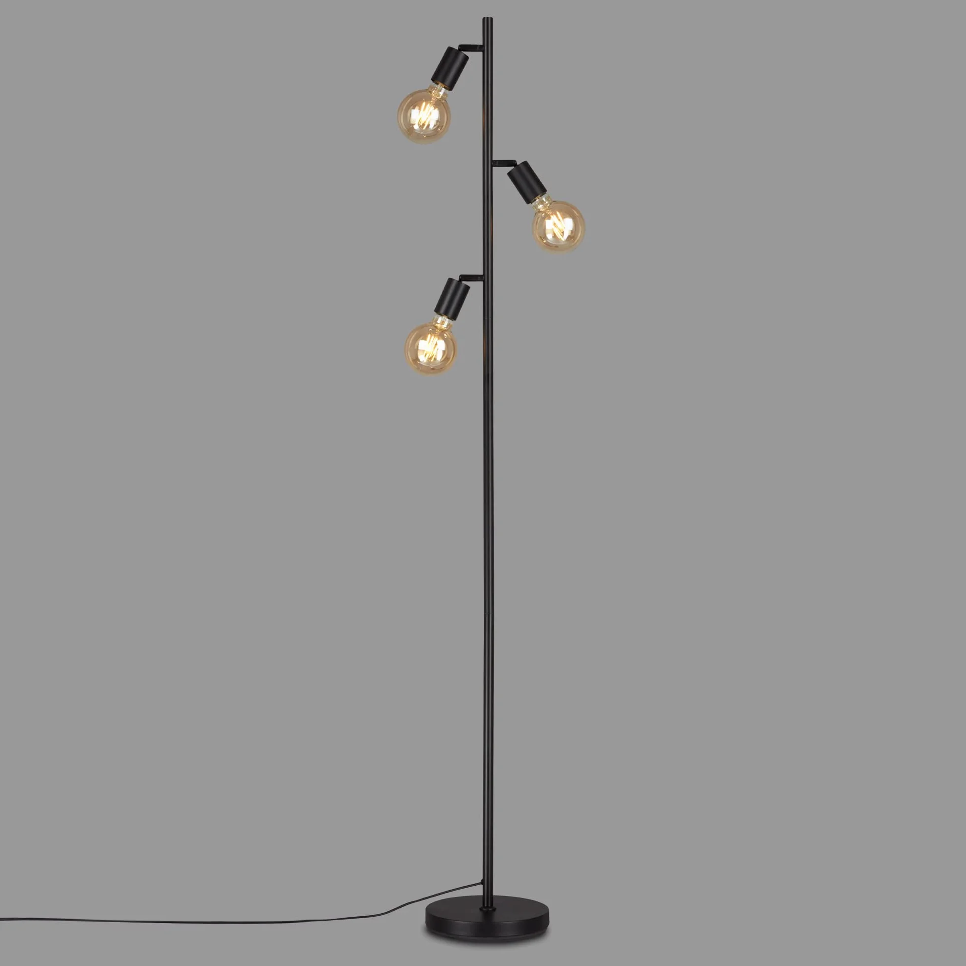 BRILONER Leuchten - Lampa podłogowa, obrotowa lampa stojąca, 3x E27, w tym. przełącznik kablowy, retro, vintage, czarny, 220x1,600mm (DxH), 1387-035
