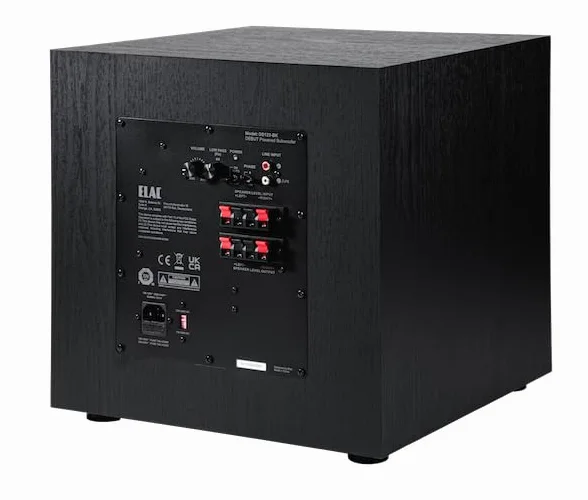 ELAC Debut 3.0 DS123 subwoofer – idealny do odtwarzania muzyki przez system stereo 5.1 Surround, legendarny dźwięk, szlachetny design – czarny