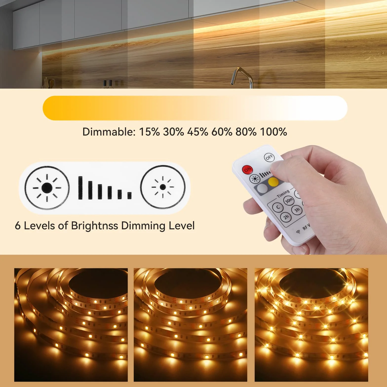 Lampa LED do zabudowy podszafkowej LED z przełącznikiem, 6 x 50 cm, do kuchni, ciepła biel, lampa podszafkowa do szafy, witryn, biurka, 3000 K-6000 K, klasa energetyczna F