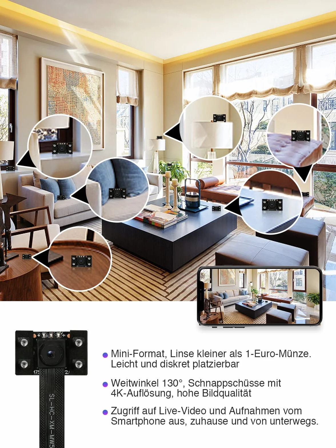 HiKam Mini kamera WLAN 4K HD 2600 mAh IP WiFi do monitoringu