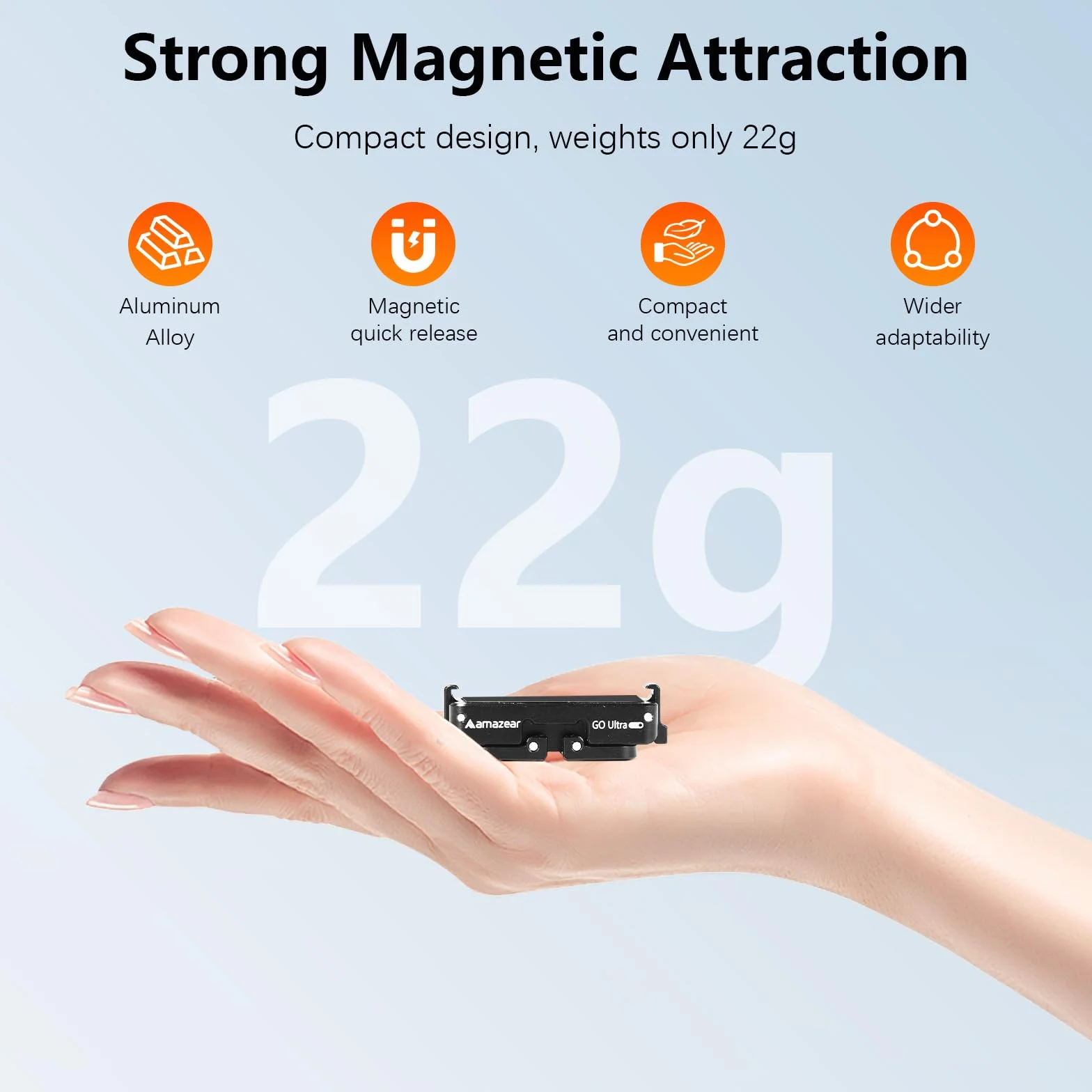 AMAZEAR Magnetyczny adapter szybkiego zwalniania do Insta360 GO Ultra, wspornik ze stopu aluminium 1/10.2 cm, czarny