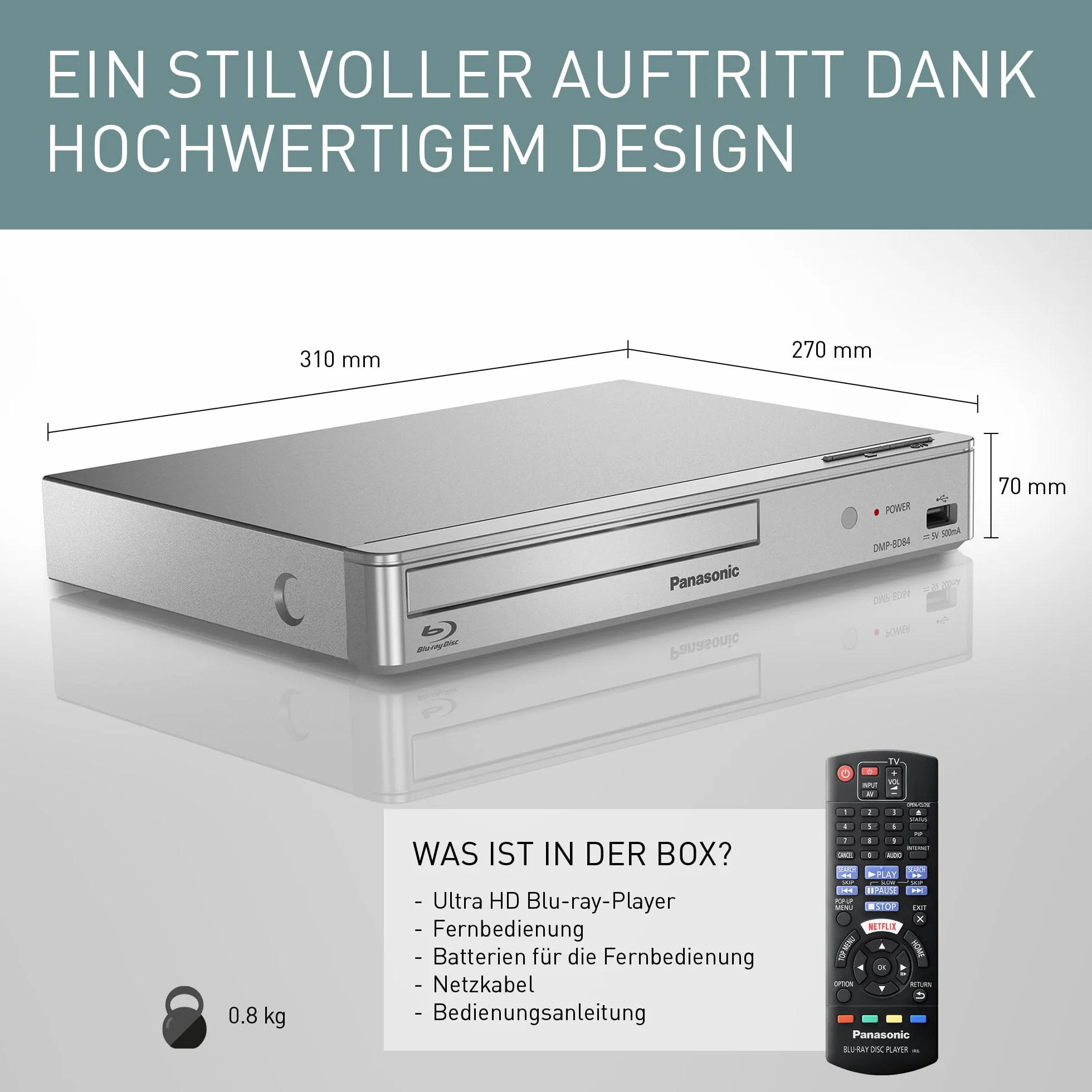 Panasonic DMP-BD84 odtwarzacz Blu-ray srebrny
