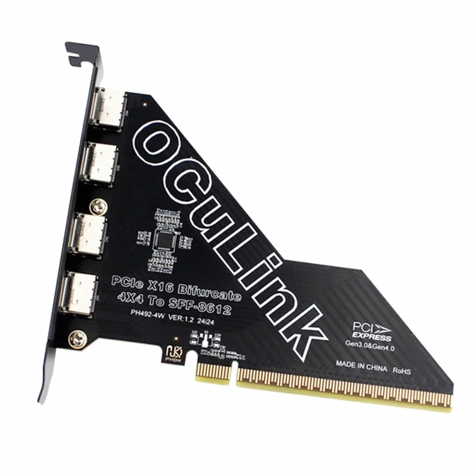 CY Adapter PCI-Express 4.0 PCIE 16x do czterech Oculink SFF-8612 SFF-8611 zewnętrzny adapter VROC Raid0 do karty graficznej U.2 SSD eGPU