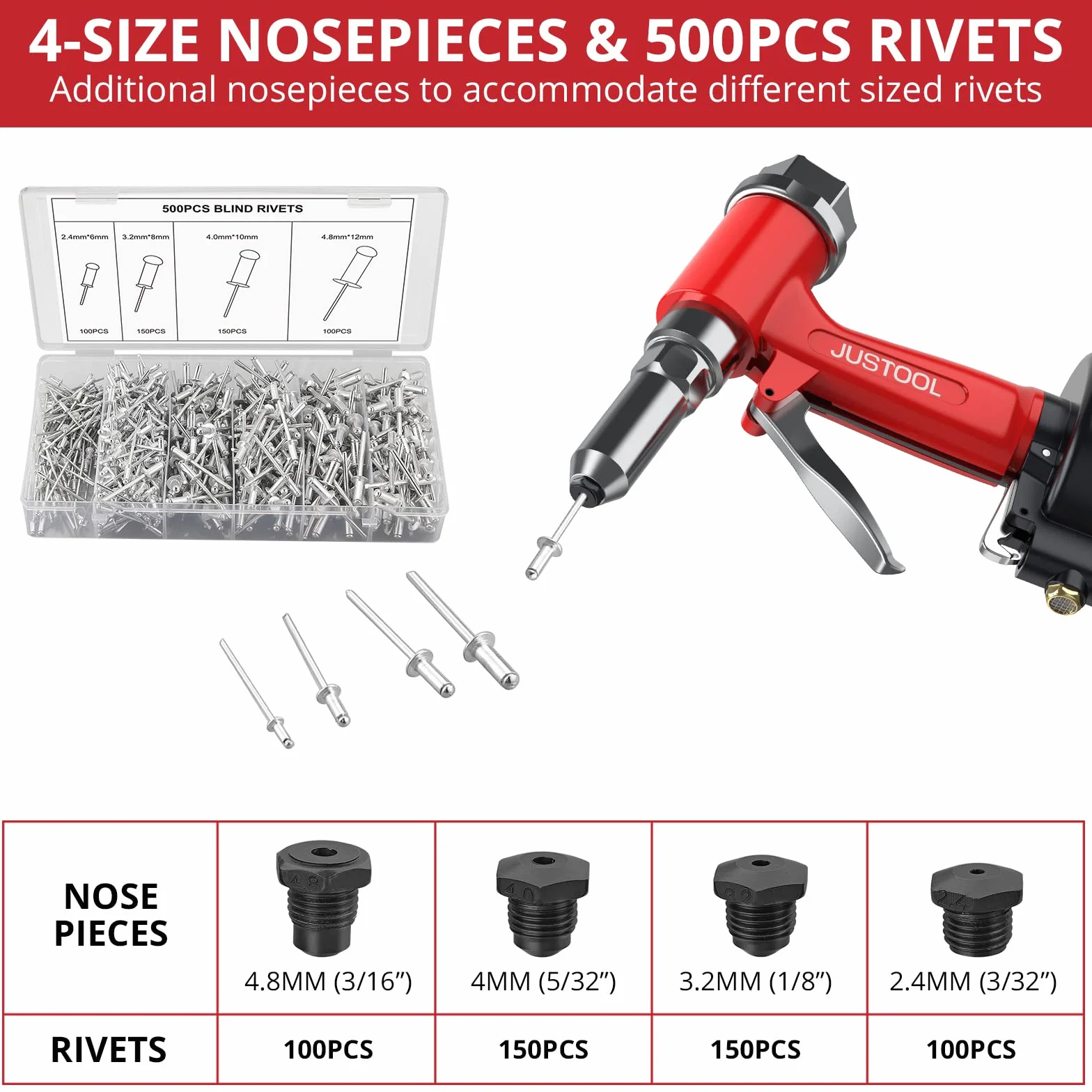 Pistolet do nitowania sprężonego powietrza pneumatyczny pistolet do nitowania hydrauliczny narzędzie do nitowania nitów nasadka do gwoździ zestaw narzędzi ręcznych