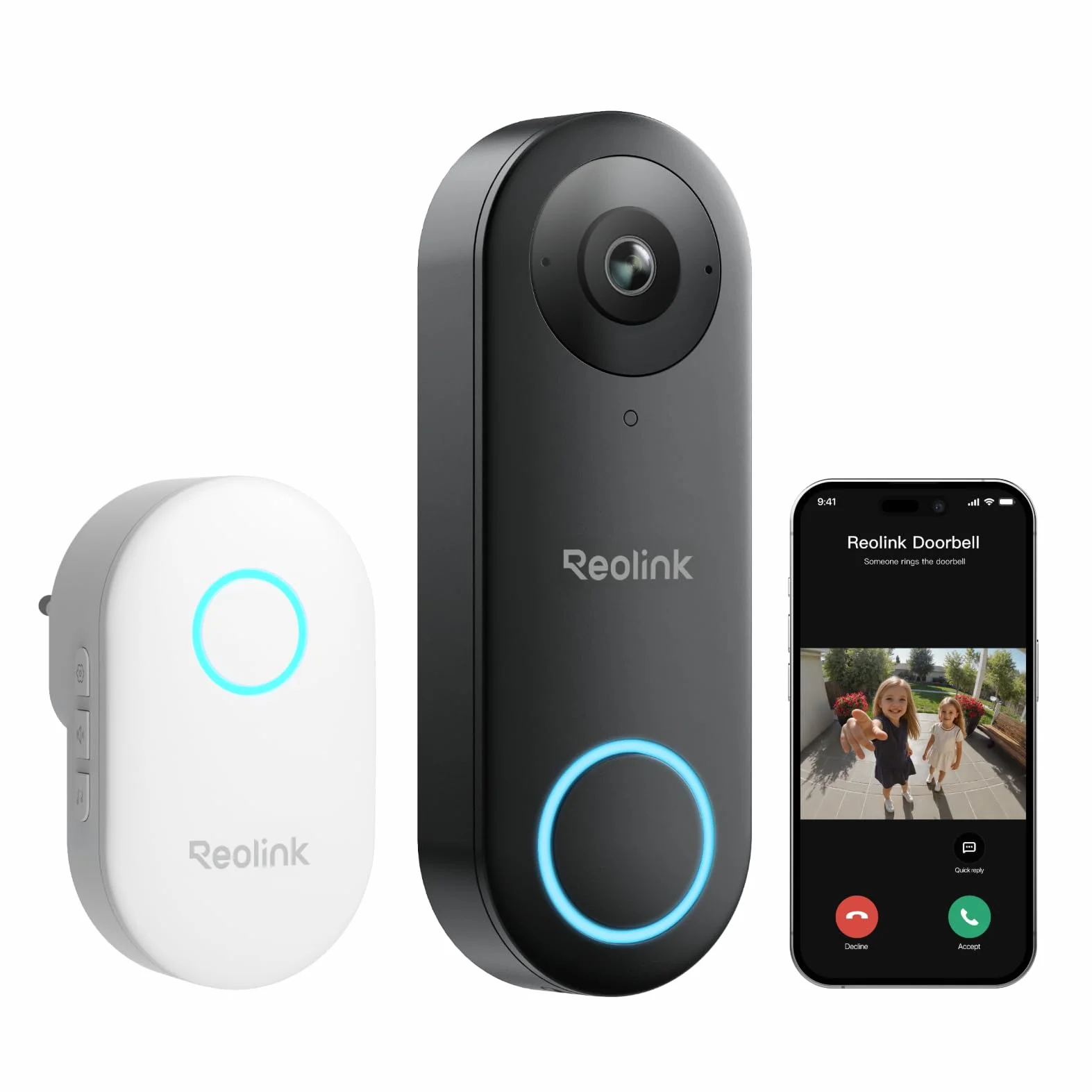 Reolink 5MP Wideodomofon WiFi z Dwukierunkowym Dźwiękiem, WiFi 2,4/5 GHz, Dzwonek Wideo z Inteligentnym Wykrywaniem/Ostrzeganiem Osób, Noktowizorem na Podczerwień, Gniazdem Kart MicroSD