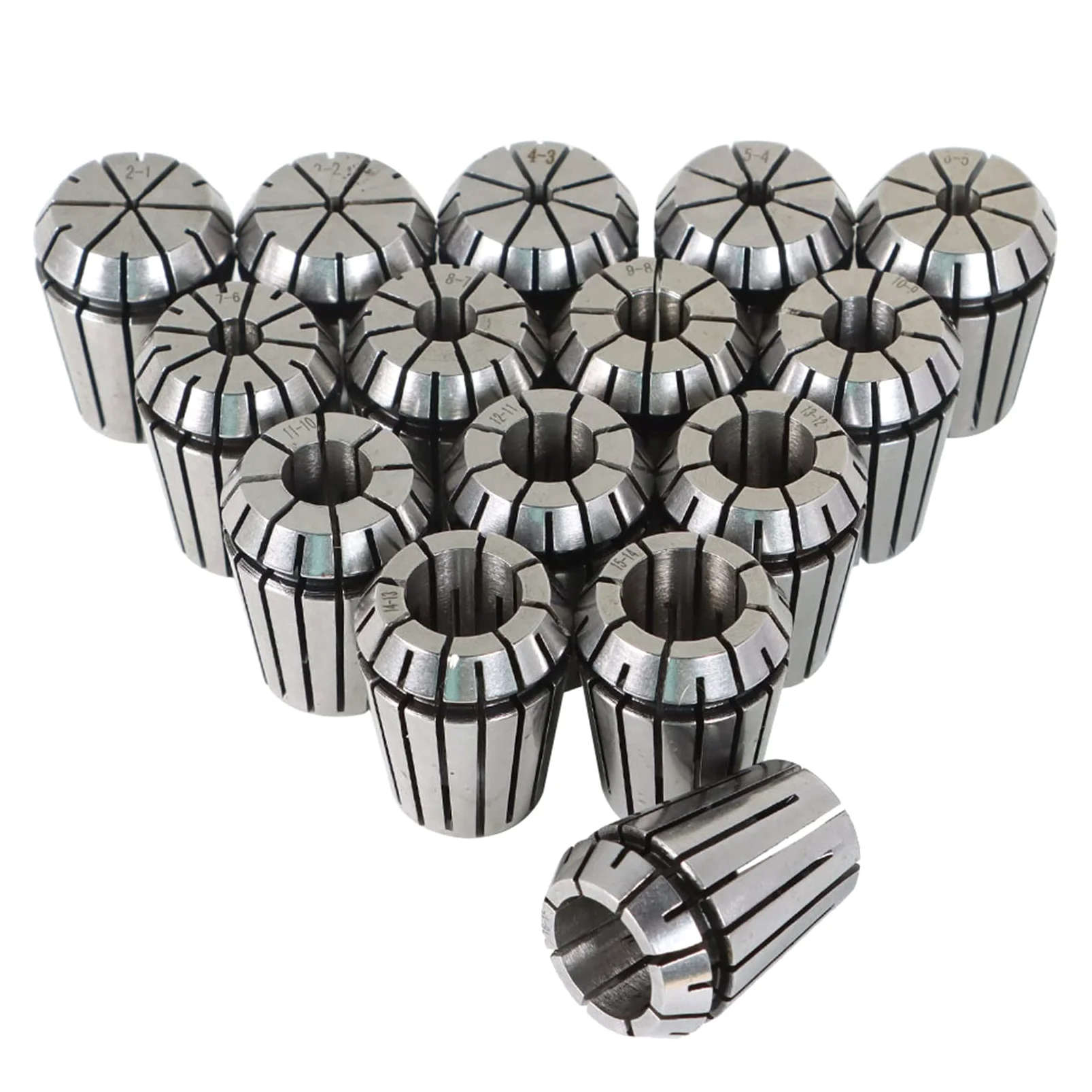 Zestaw tulei zaciskowych ER25 15 szt. Zestaw tulei zaciskowych ER25 ze sprężyną zaciskową do tokarki grawerującej CNC, 2-16 mm, pasuje do grawerki CNC i tokarki frezującej