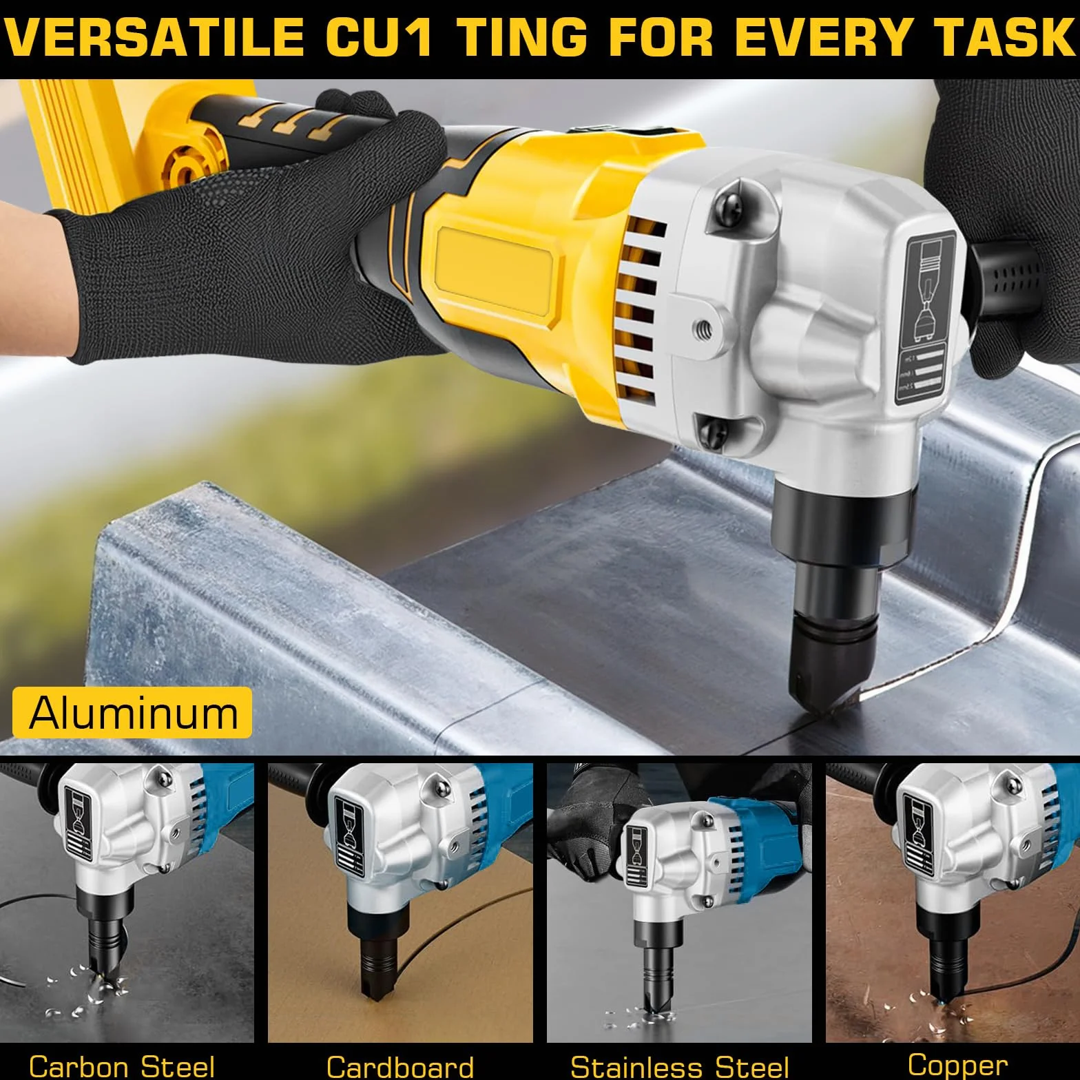 Kubber do blachy, zasilany akumulatorem, kompatybilny z akumulatorem Dewalt 18 V, skrobak akumulatorowy, nasadka do blachy, 1900 SPM, 3,5 m/min, 950 W, 3-stopniowe, bezszczotkowe nożyce do metalu