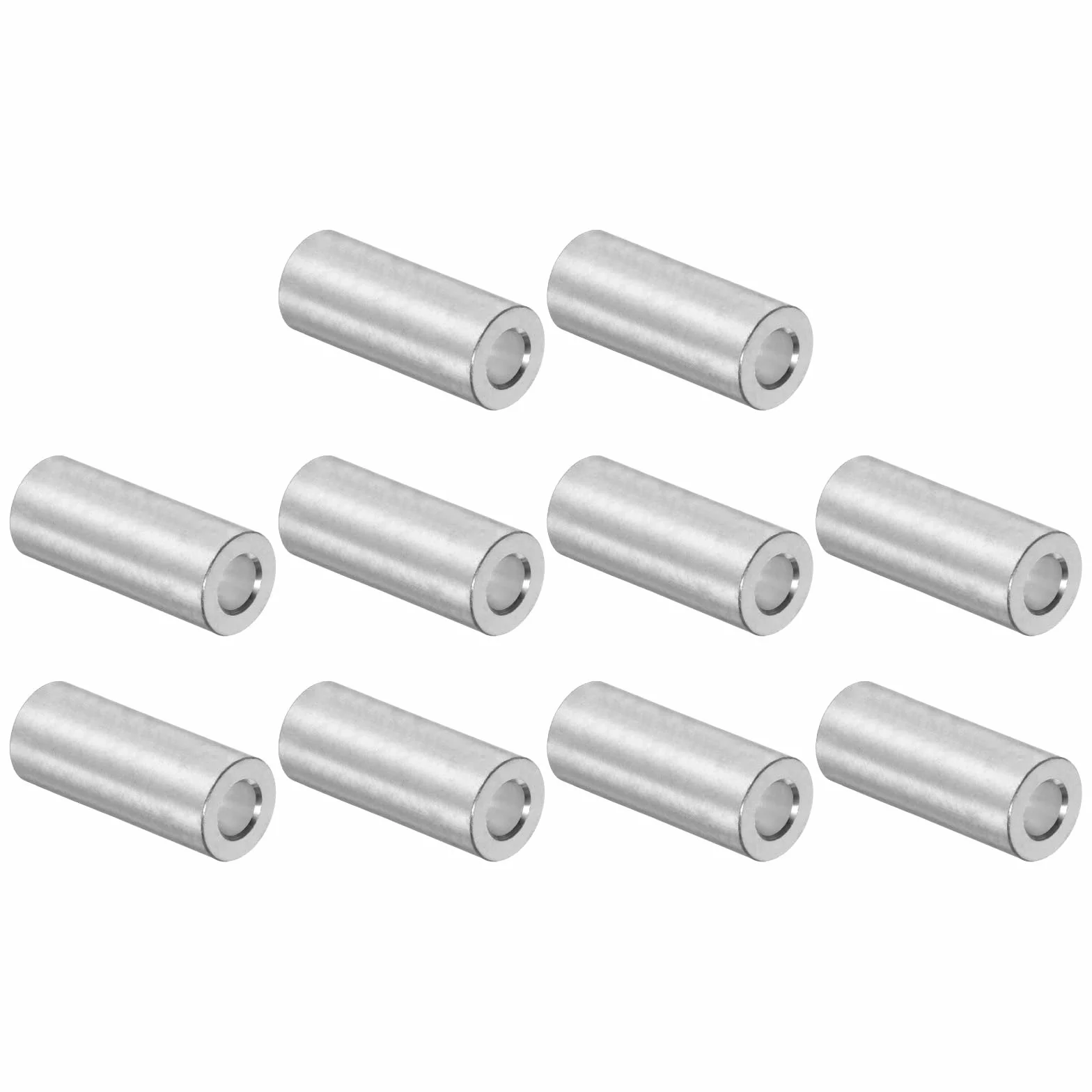 sourcing map 10 sztuk aluminiowych wsporników dystansowych z otworem 5 mm, średnica zewnętrzna 10 mm, długość 30 mm, tuleja dystansowa z okrągłymi wspornikami dystansowymi do śrub, śrub i prętów M5