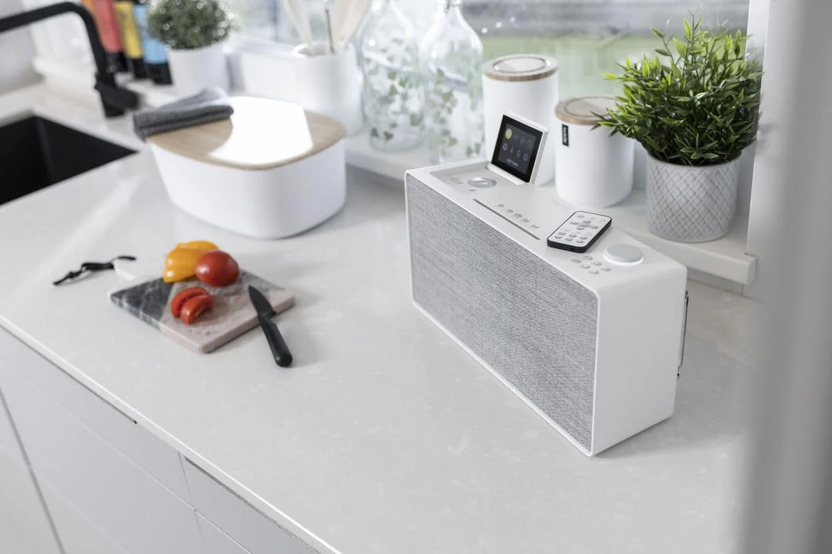 Pure Evoke Home All-In-One System muzyczny DAB+ FM radio internetowe Bluetooth CD składany wyświetlacz biała