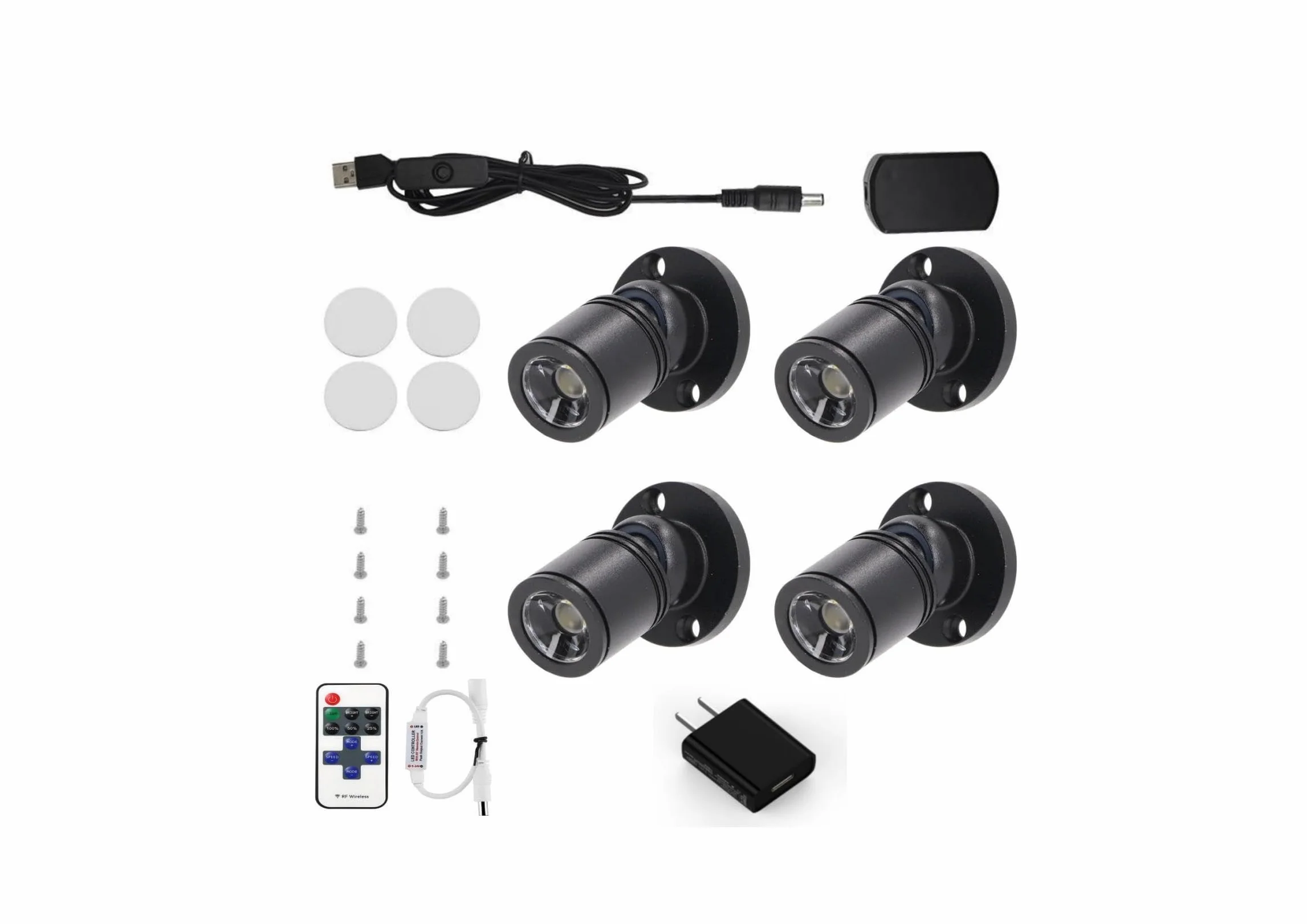 Mini ściemnialne reflektory LED 12 V - 1,5 W 150 lm z różnymi kolorami (czerwony, zielony, niebieski, biały) i bezprzewodowym pilotem zdalnego sterowania - Kompaktowe reflektory do oświetlenia