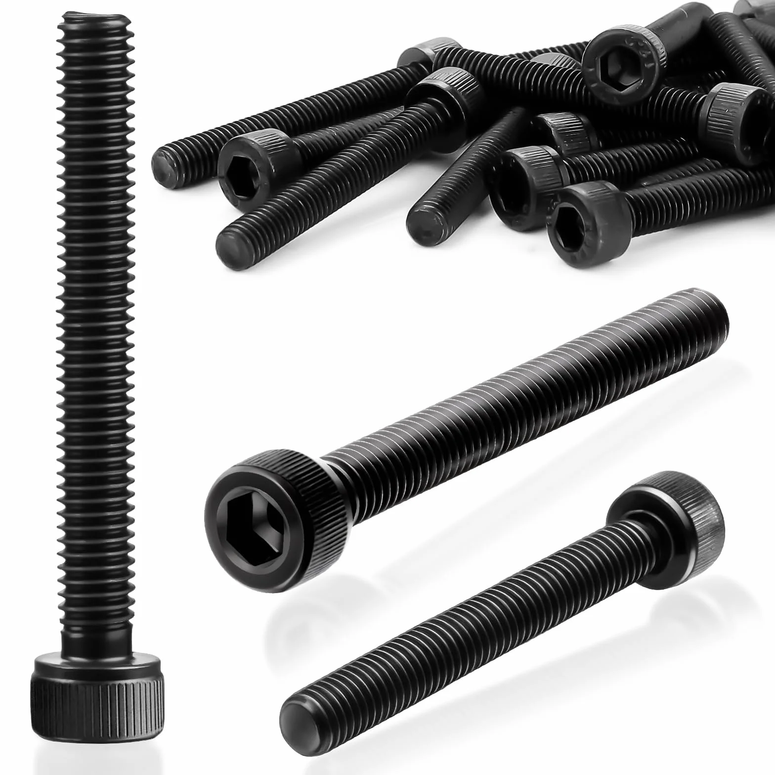 SWTYExt Śruby z łbem cylindrycznym M5 x 50 mm, czarne, 40 szt. śrub cylindrycznych z gniazdem sześciokątnym DIN 912, śruby ze stali węglowej, pełny gwint, śruby maszynowe, śruby imbusowe do akcesoriów
